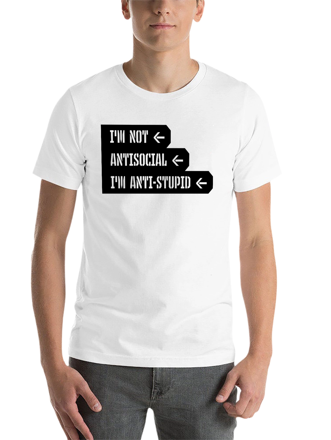 Black Anti-Stupid Graphic Tee - Sarcastic Humor T-Shirt view 14