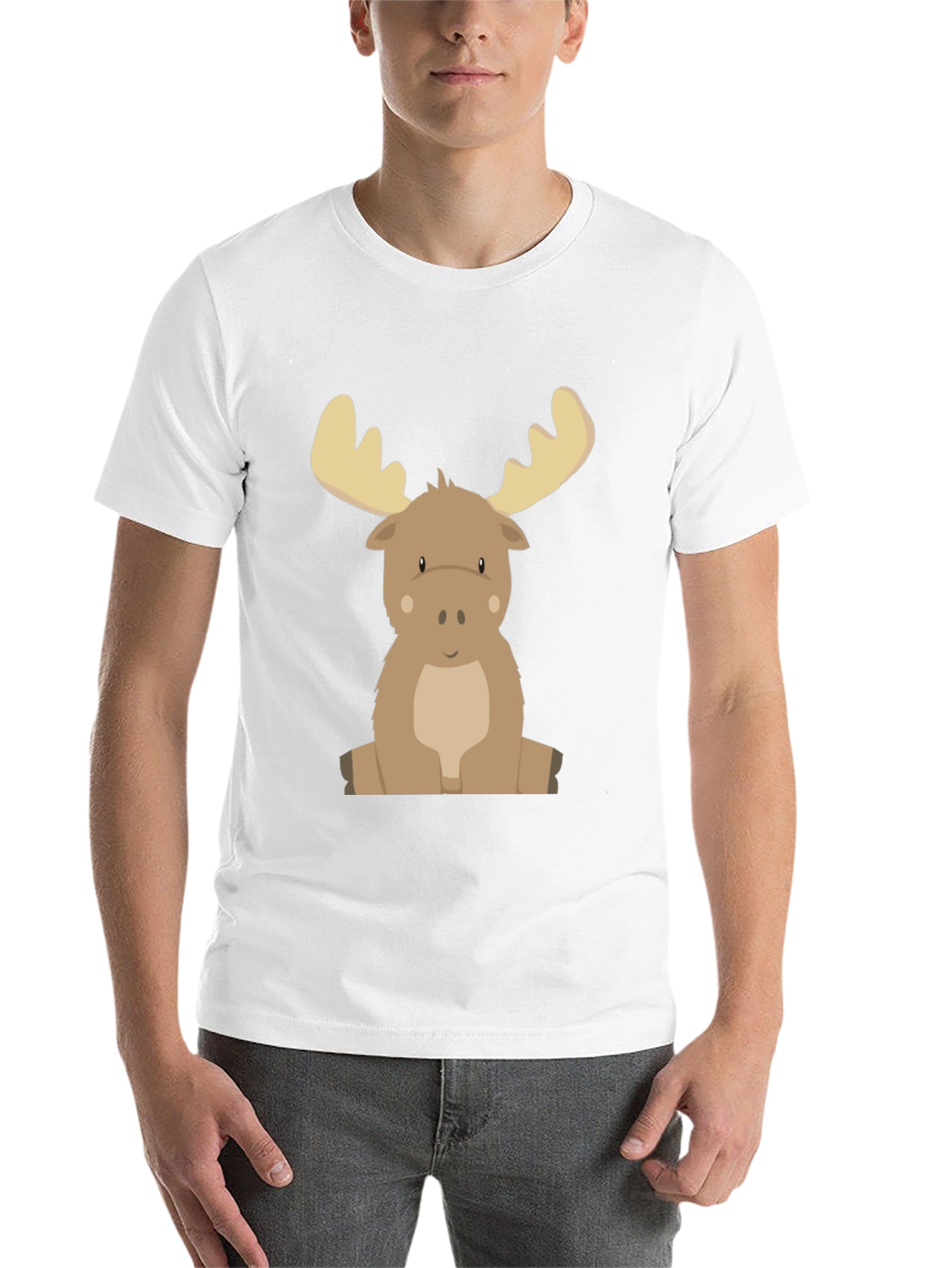 Black Cute Cartoon Moose Graphic Tee - Black view 14