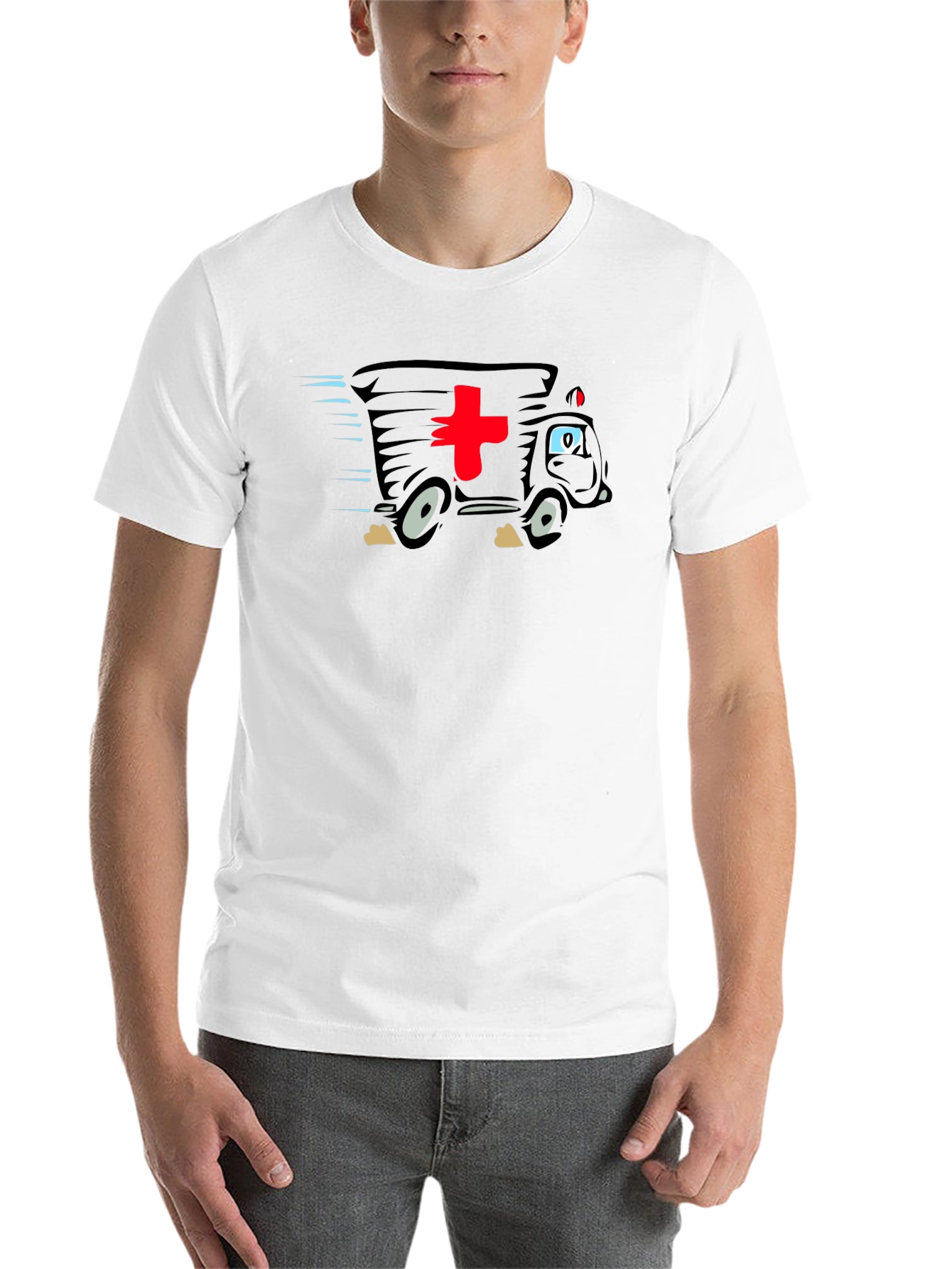 Black Funny Cartoon Ambulance T-Shirt - Medical Humor Tee view 14
