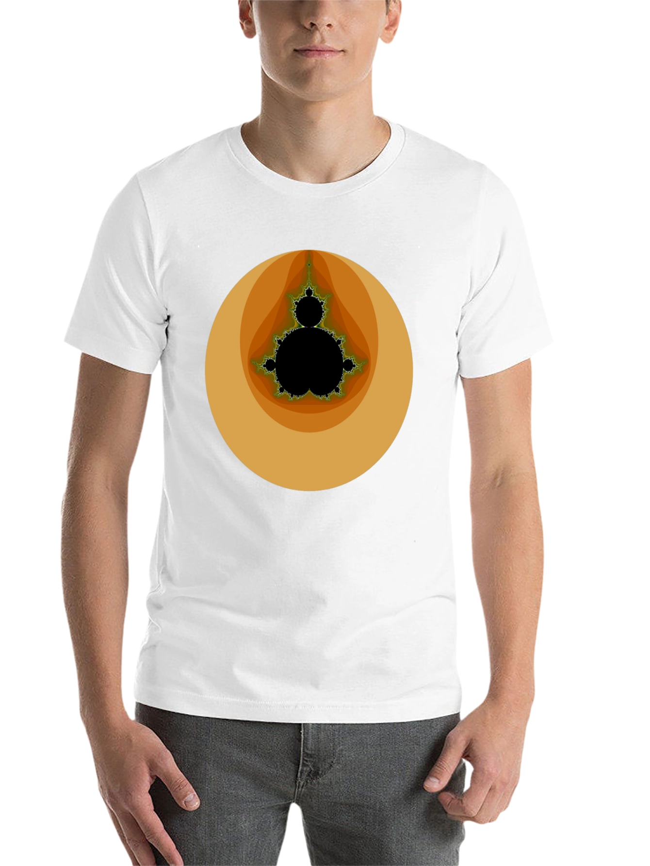 Black Mandelbrot Set Graphic Tee - Black Cotton T-Shirt view 14