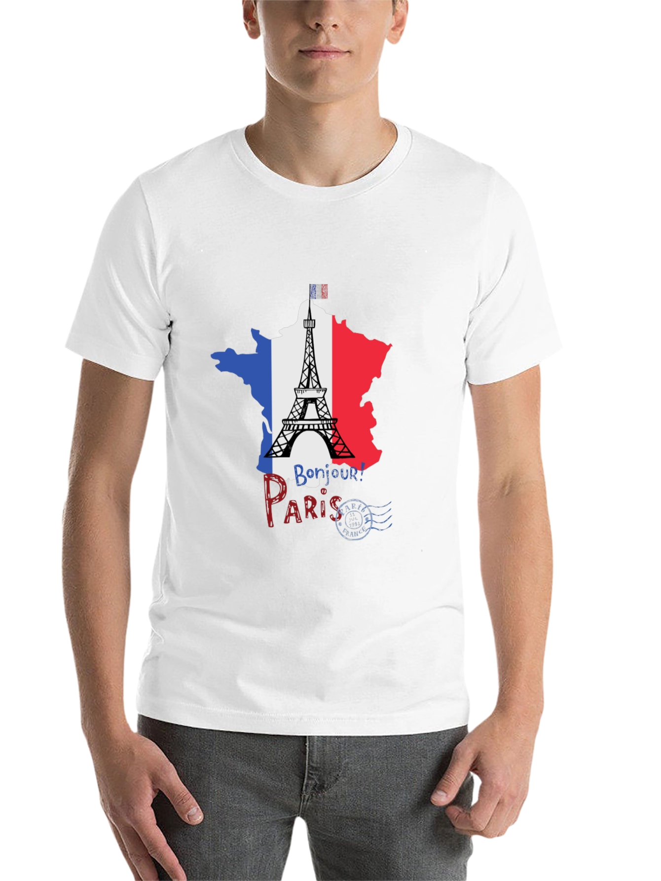 Paris France Eiffel Tower Black T-Shirt - 14