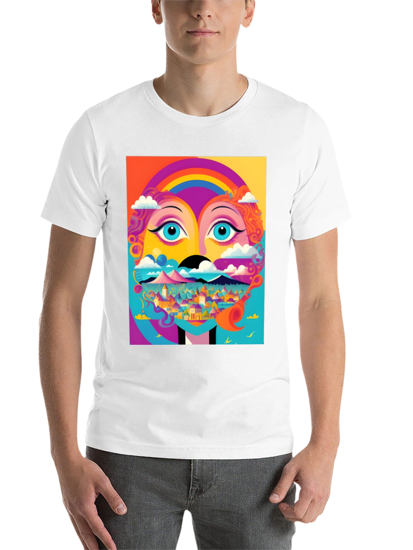 Black Vibrant Psychedelic Face Graphic T-Shirt view 14