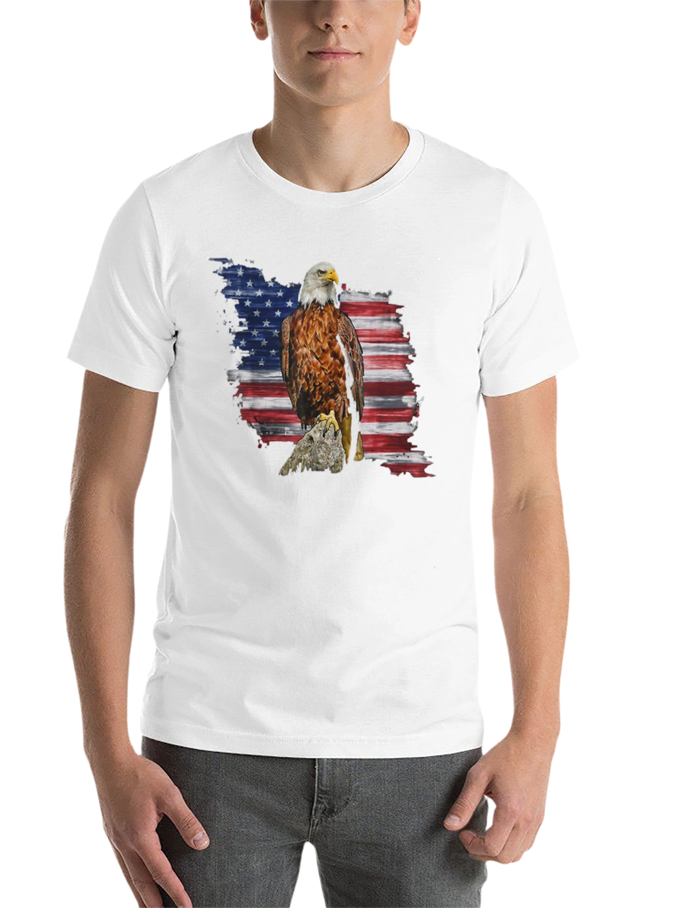 Black American Eagle Flag Graphic Print T-Shirt view 14