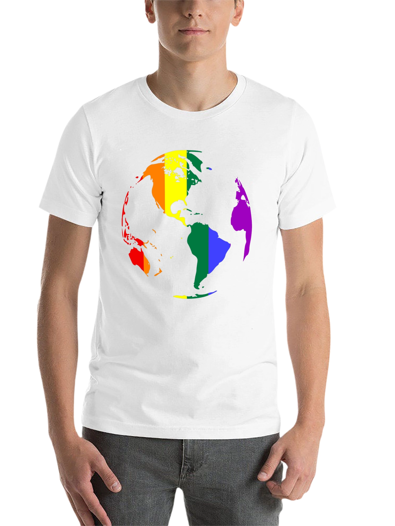 Black LGBTQ+ Pride Earth Graphic T-Shirt view 14