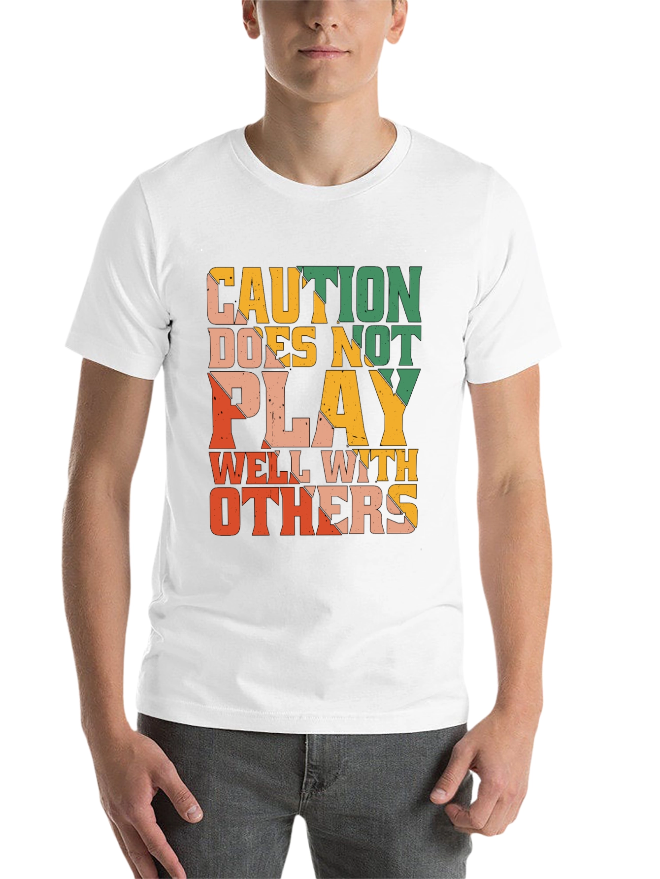 Black Caution Doesn't Play Well With Others Graphic Tee view 14