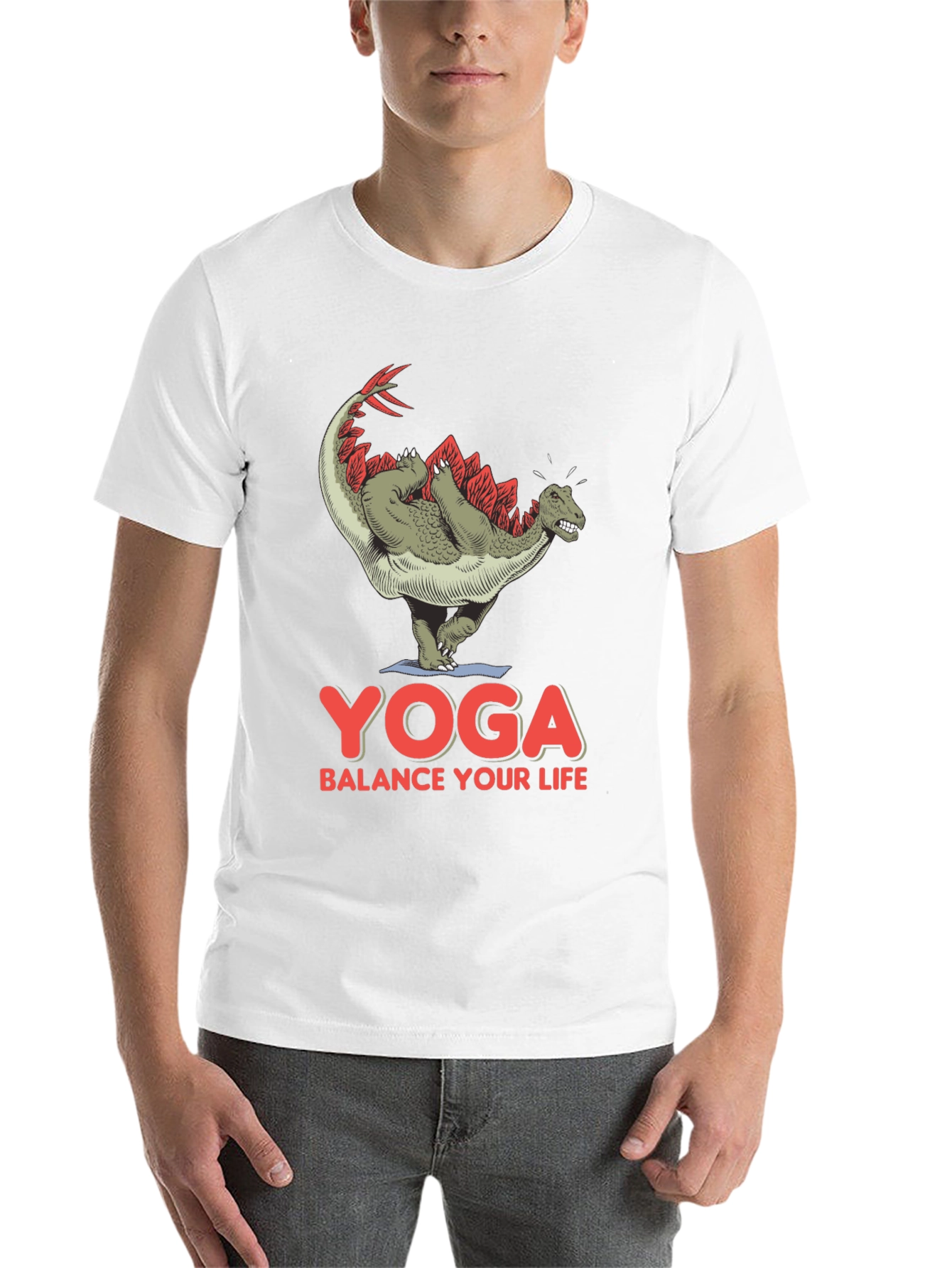 Black Yoga Dinosaur T-Shirt: Balance Your Life Tee view 14