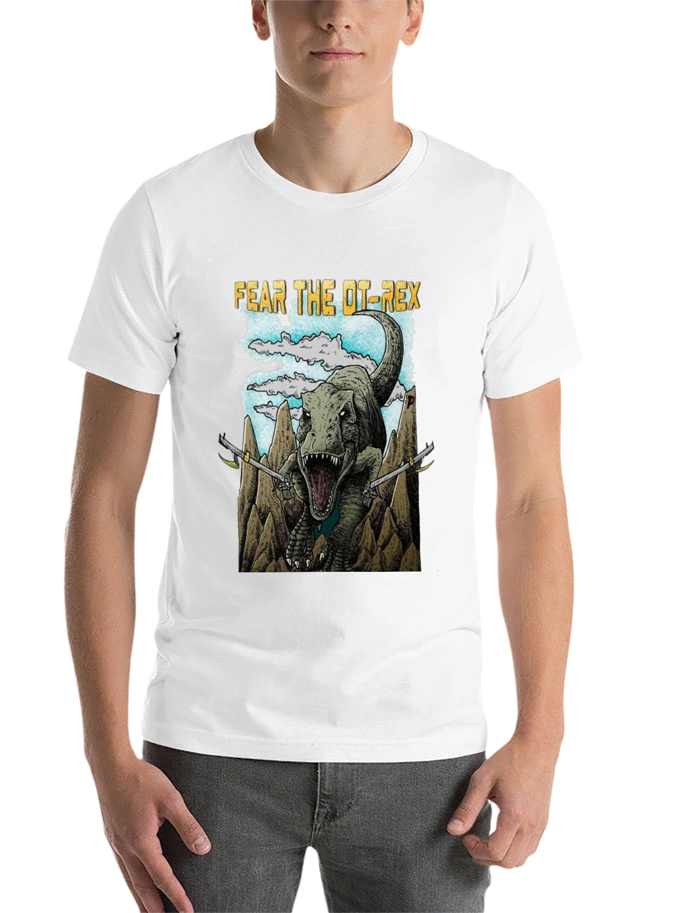 Black Fear The OT-Rex Dinosaur Graphic T-Shirt view 14