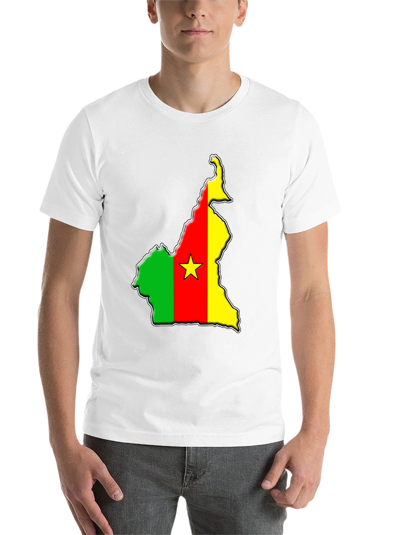 Black Cameroon Flag Map T-Shirt view 14