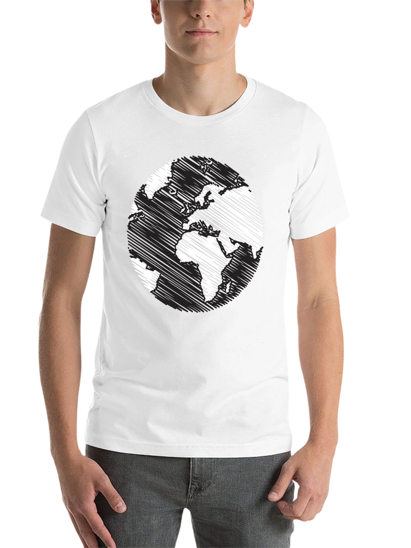 Black World Map Graphic T-Shirt - Black Crew Neck Tee view 14