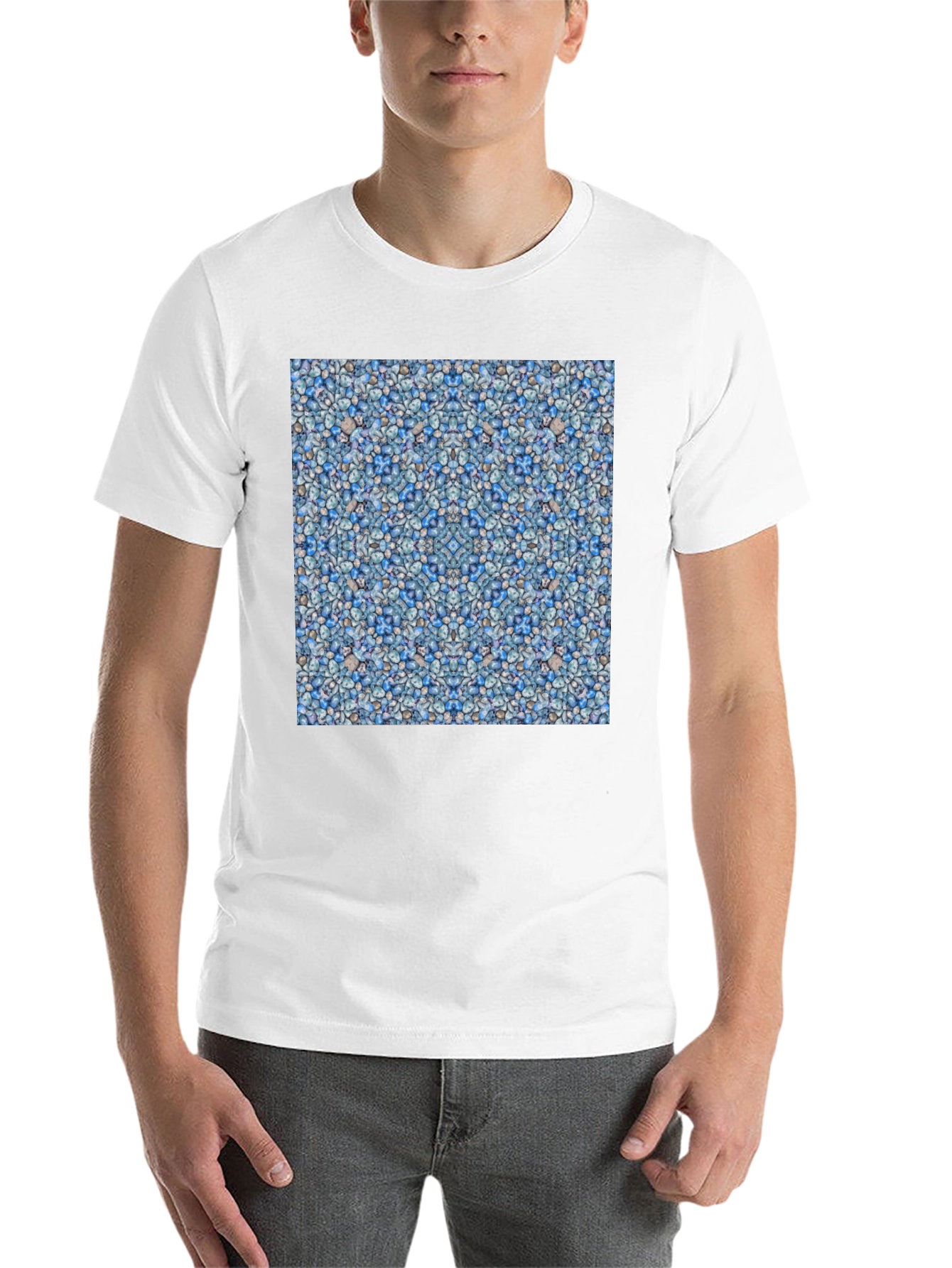 Black Blue Pebble Pattern T-Shirt view 14