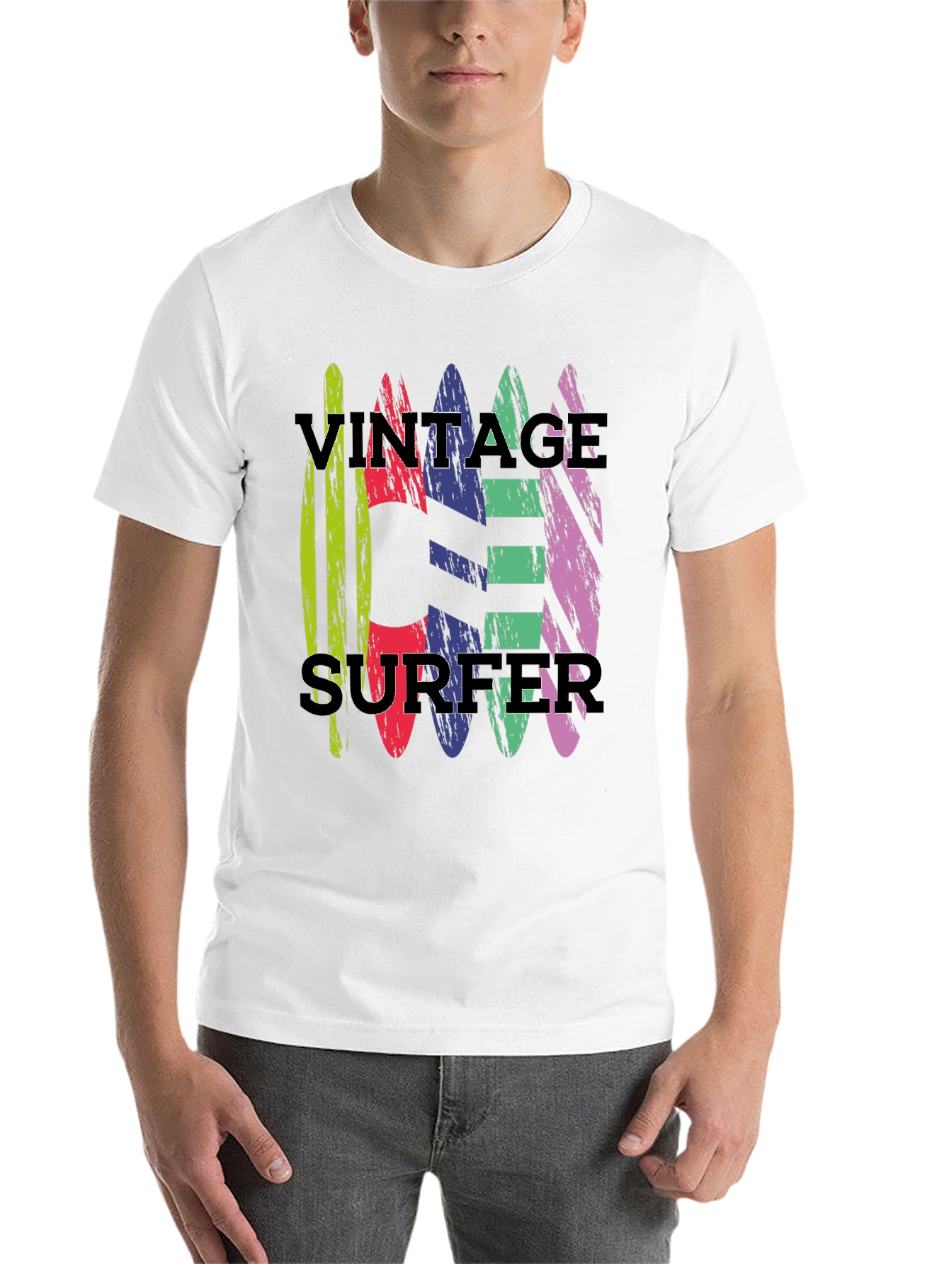 Black Vintage Surfer T-Shirt - Retro Surfboard Design view 14