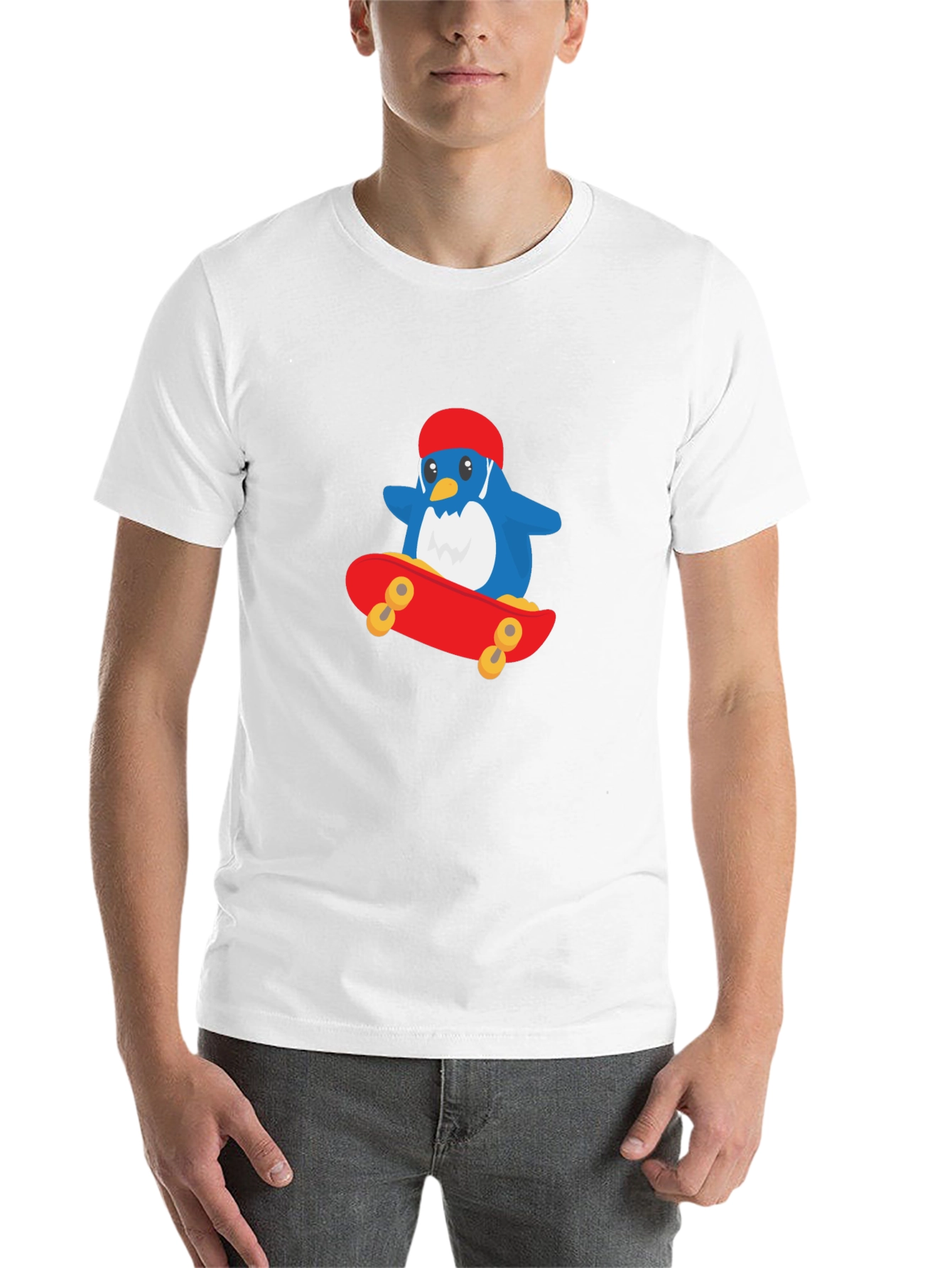Black Cool Penguin Skateboard T-Shirt - Black view 14