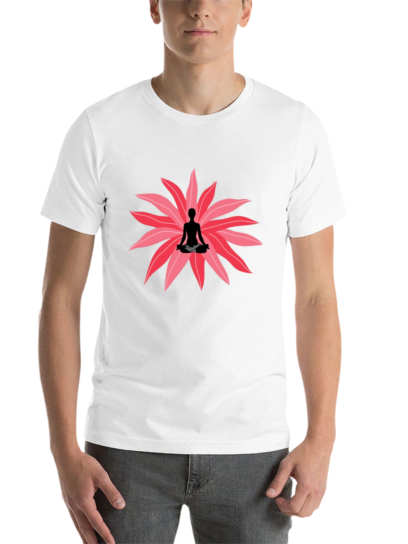 Black Yoga Meditation Lotus Flower Graphic T-Shirt view 14