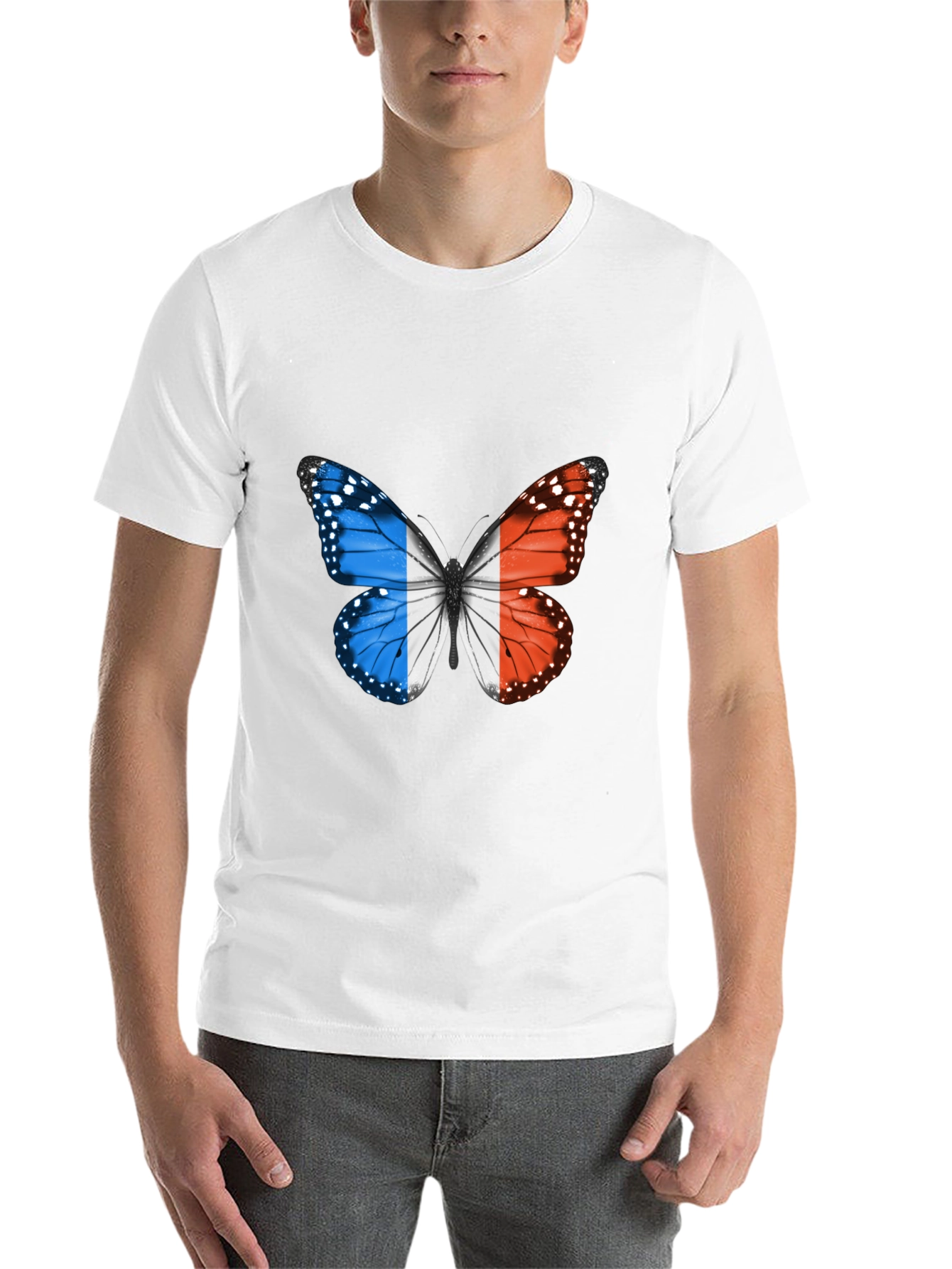 Black French Flag Butterfly Graphic Tee view 14