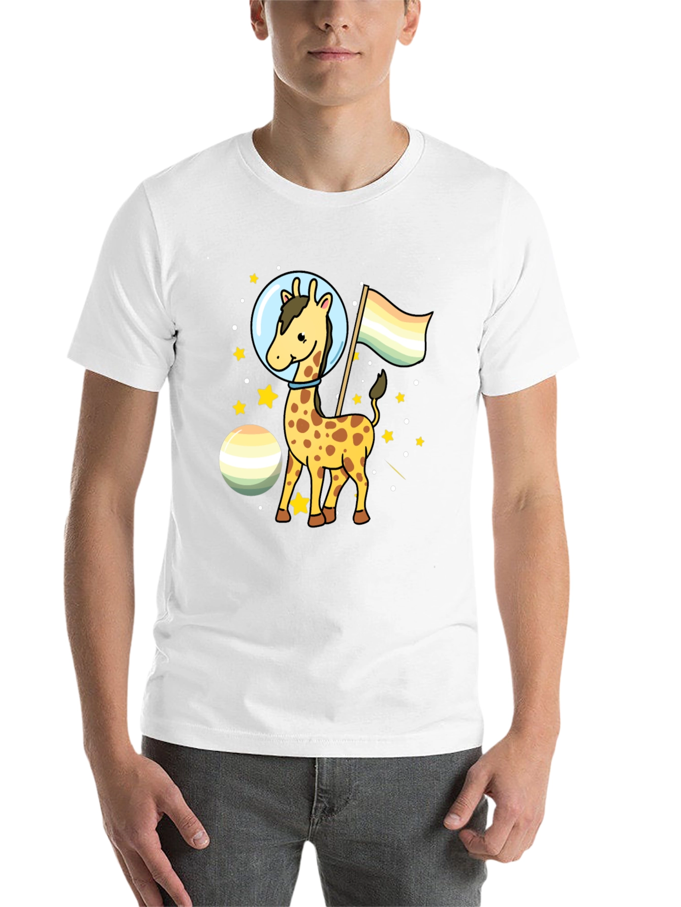 Black Giraffe Astronaut LGBTQ+ Pride T-Shirt view 14