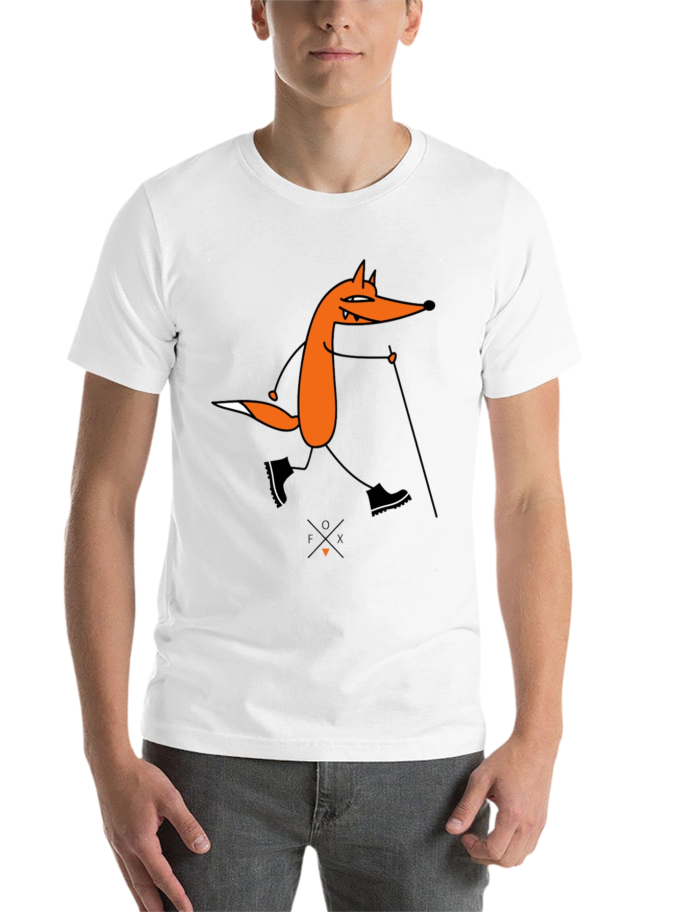 Black Fox Hiking Graphic Tee - Black Cotton T-Shirt view 14