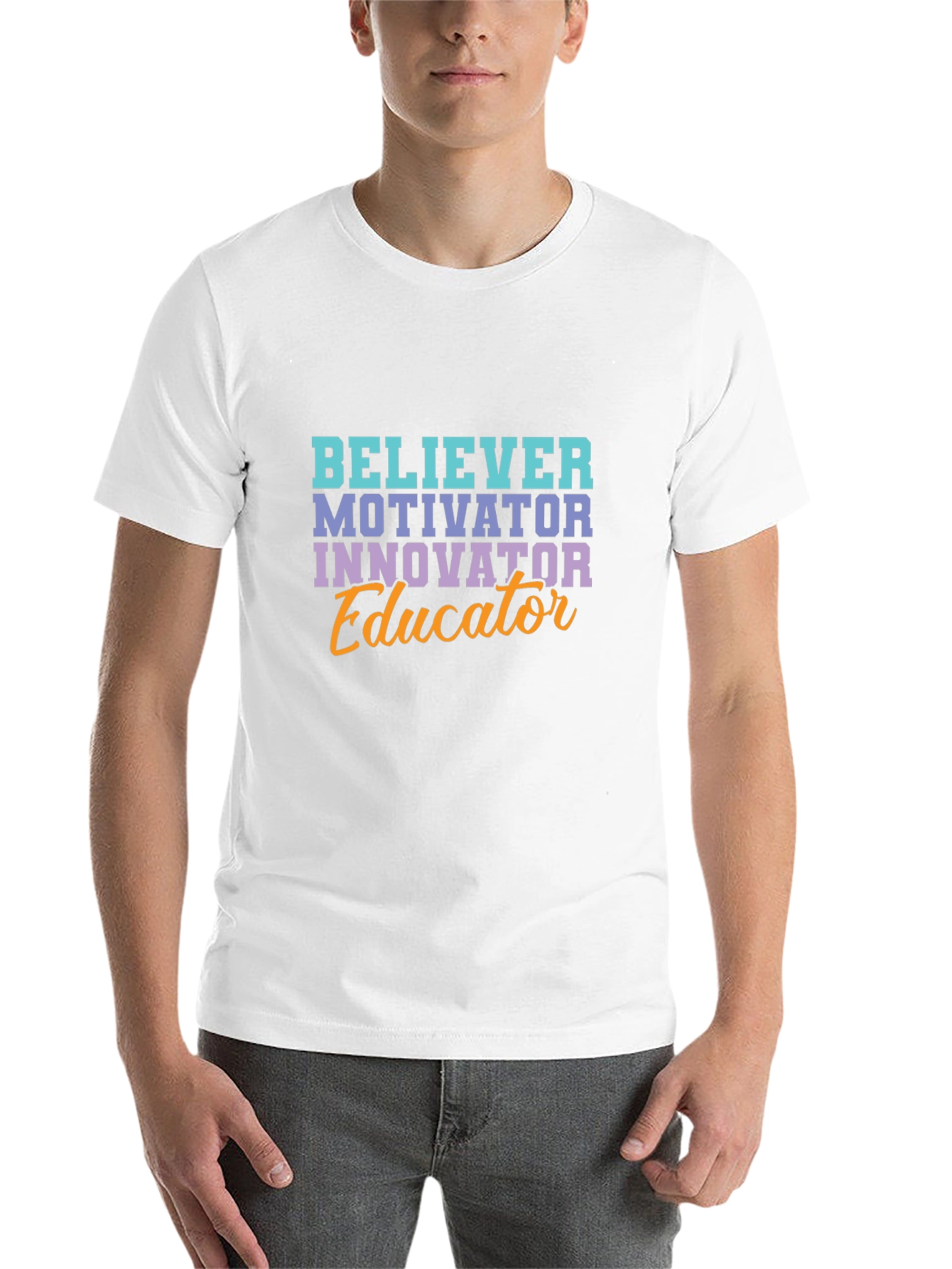 Black Believer Motivator Educator T-Shirt view 14