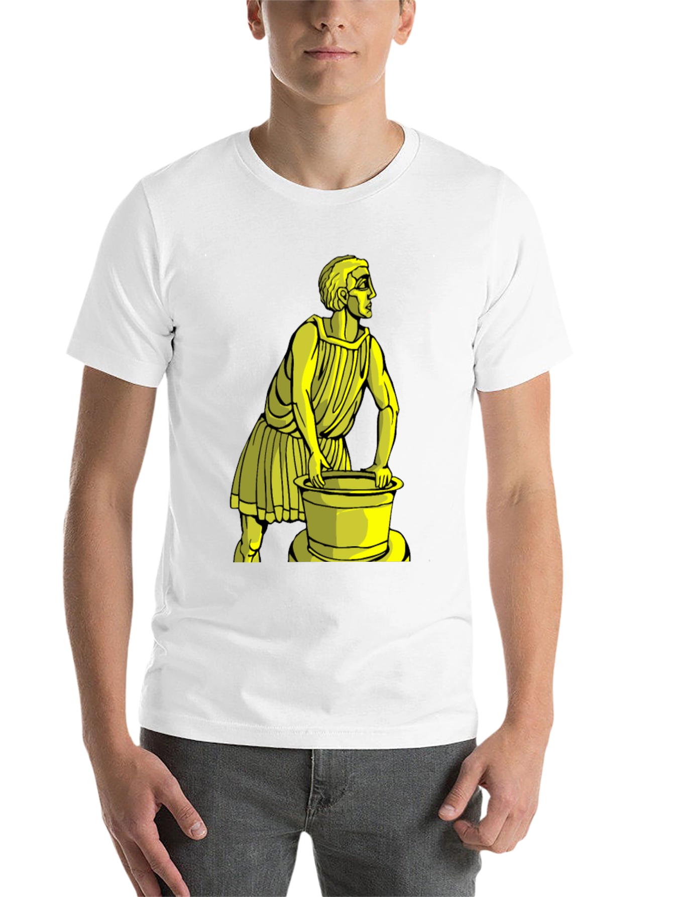 Black Black T-Shirt with Yellow Ancient Man Graphic view 14