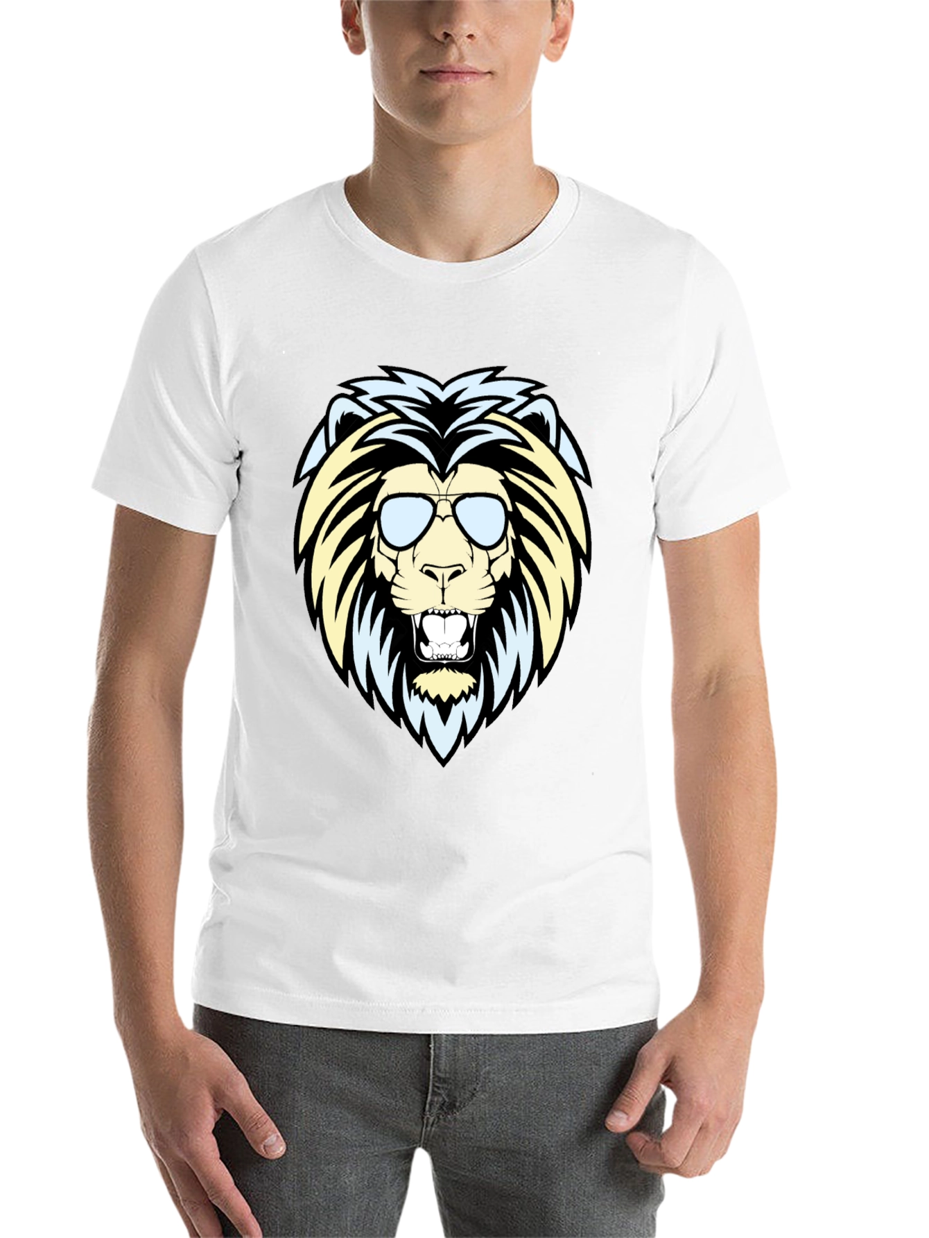 Black Cool Lion Graphic Tee - Men's Black T-Shirt view 14