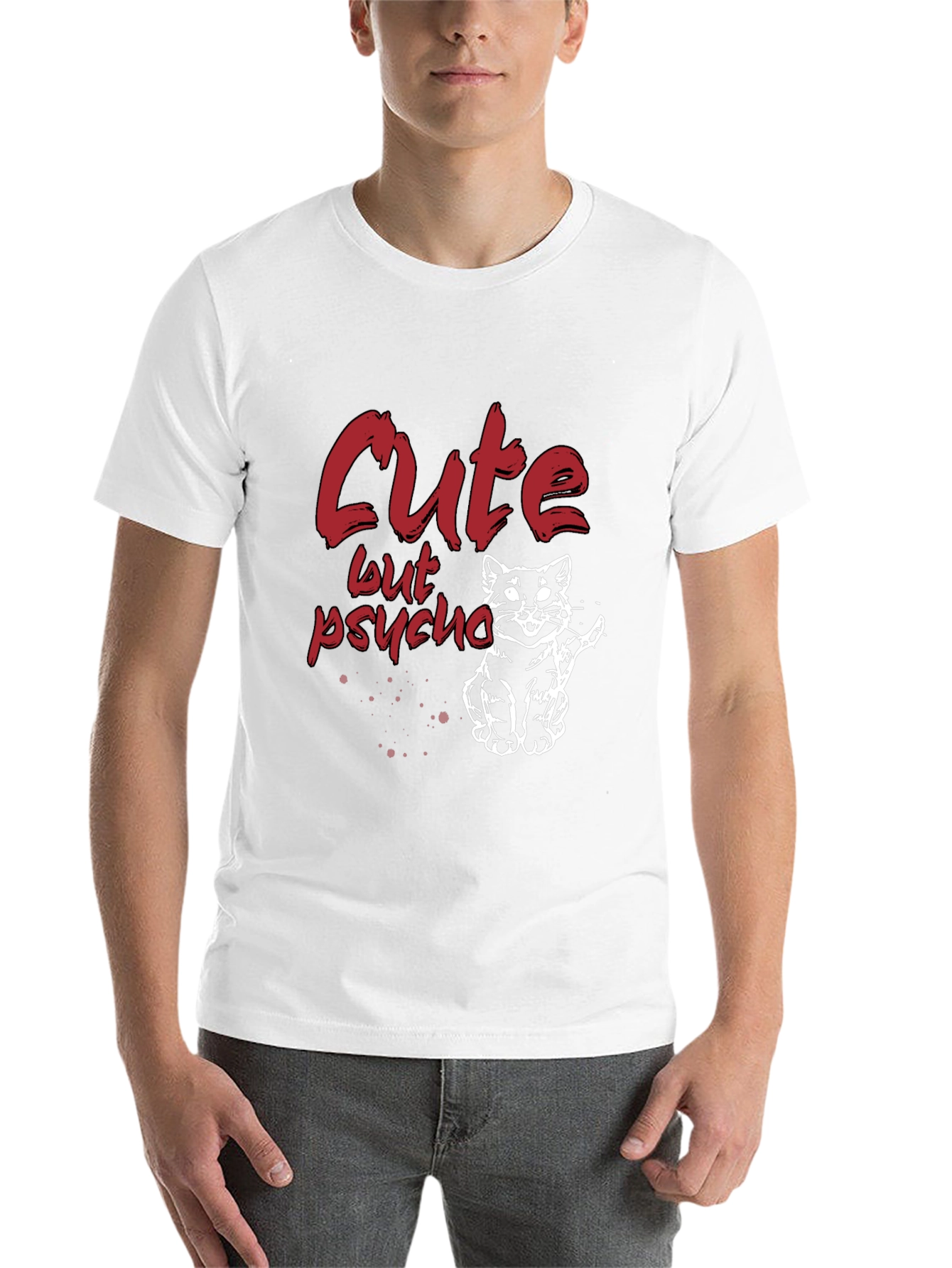 Black Cute But Psycho Cat Graphic T-Shirt - Black view 14