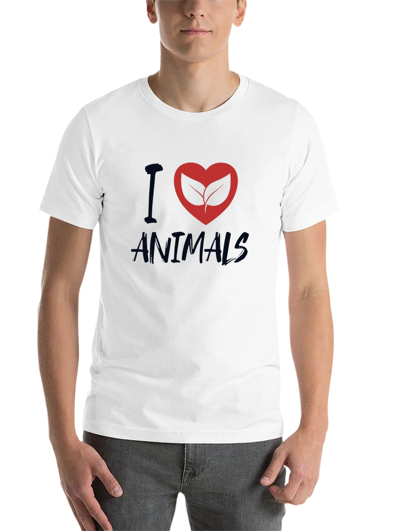 Black I Heart Animals Graphic T-Shirt - Vegan Friendly view 14