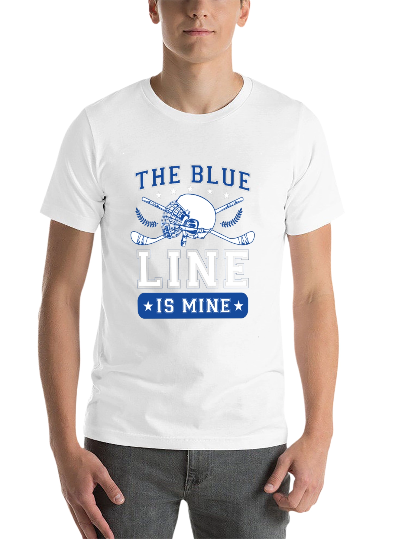 Black The Blue Line is Mine Hockey T-Shirt view 14
