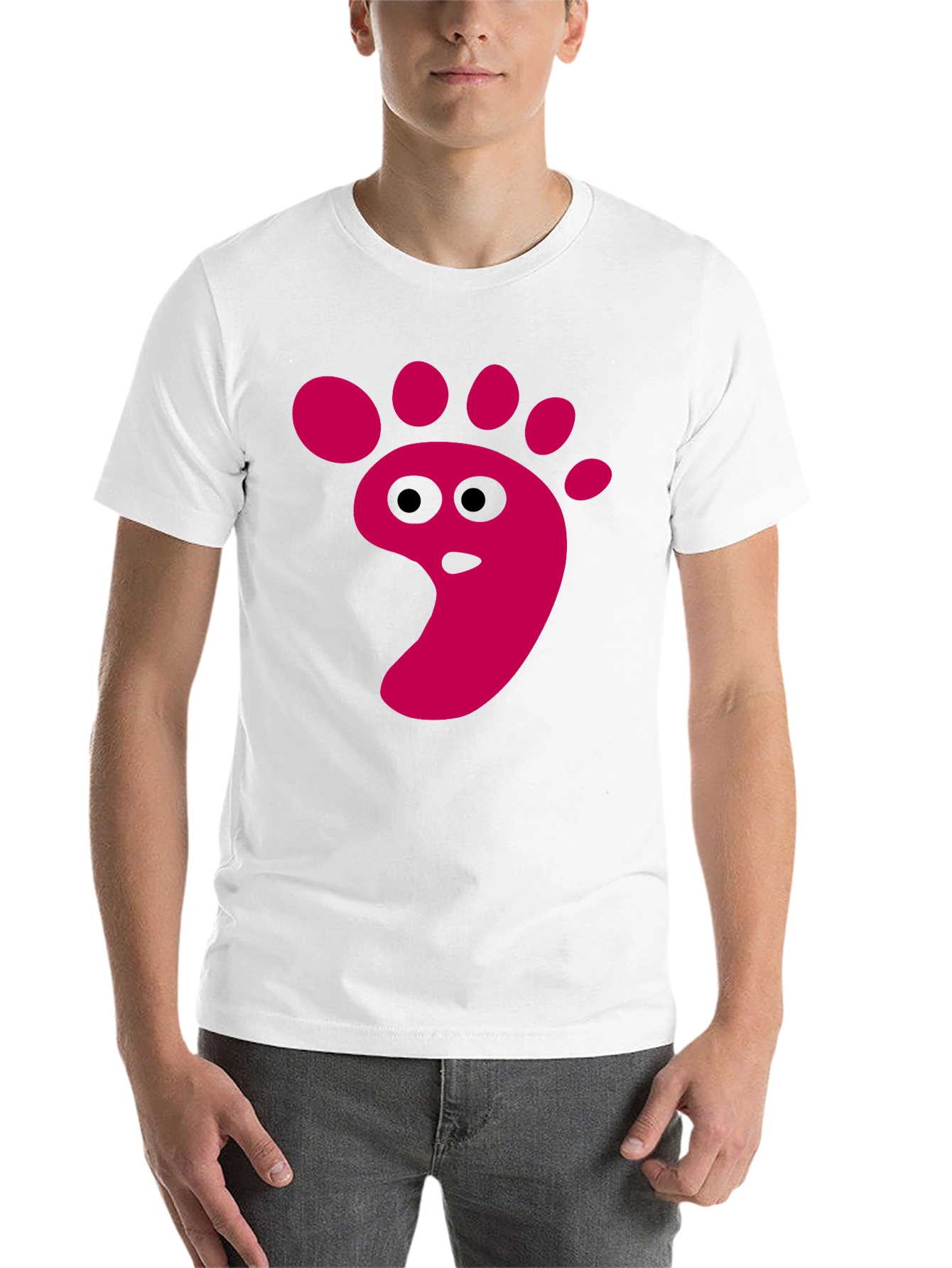 Black Funny Footprint Graphic T-Shirt - Black Cotton Tee view 14