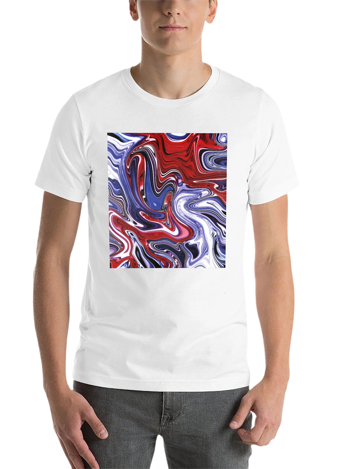 Black Swirled Paint Graphic Tee - Cool Abstract Art T-Shirt view 14