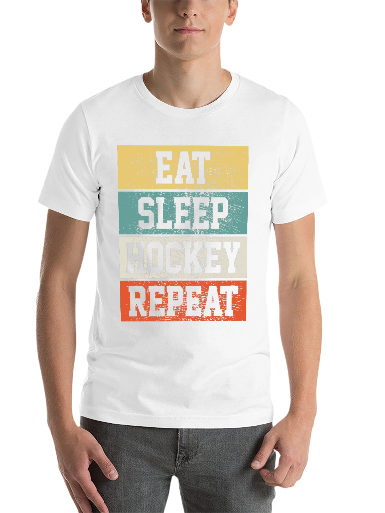 Black Eat Sleep Hockey Repeat Graphic T-Shirt view 14