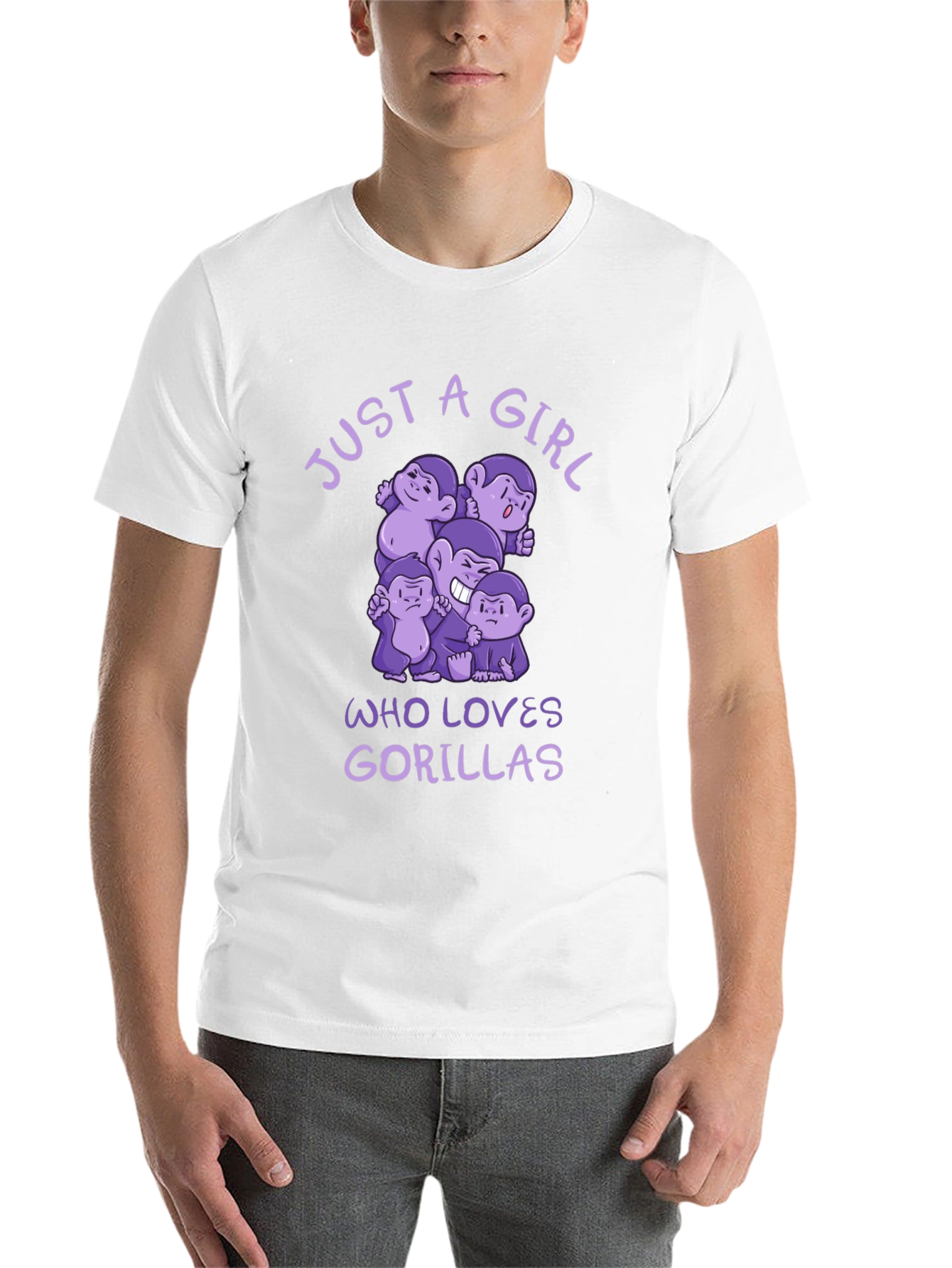 Black Just A Girl Who Loves Gorillas Black T-Shirt view 14