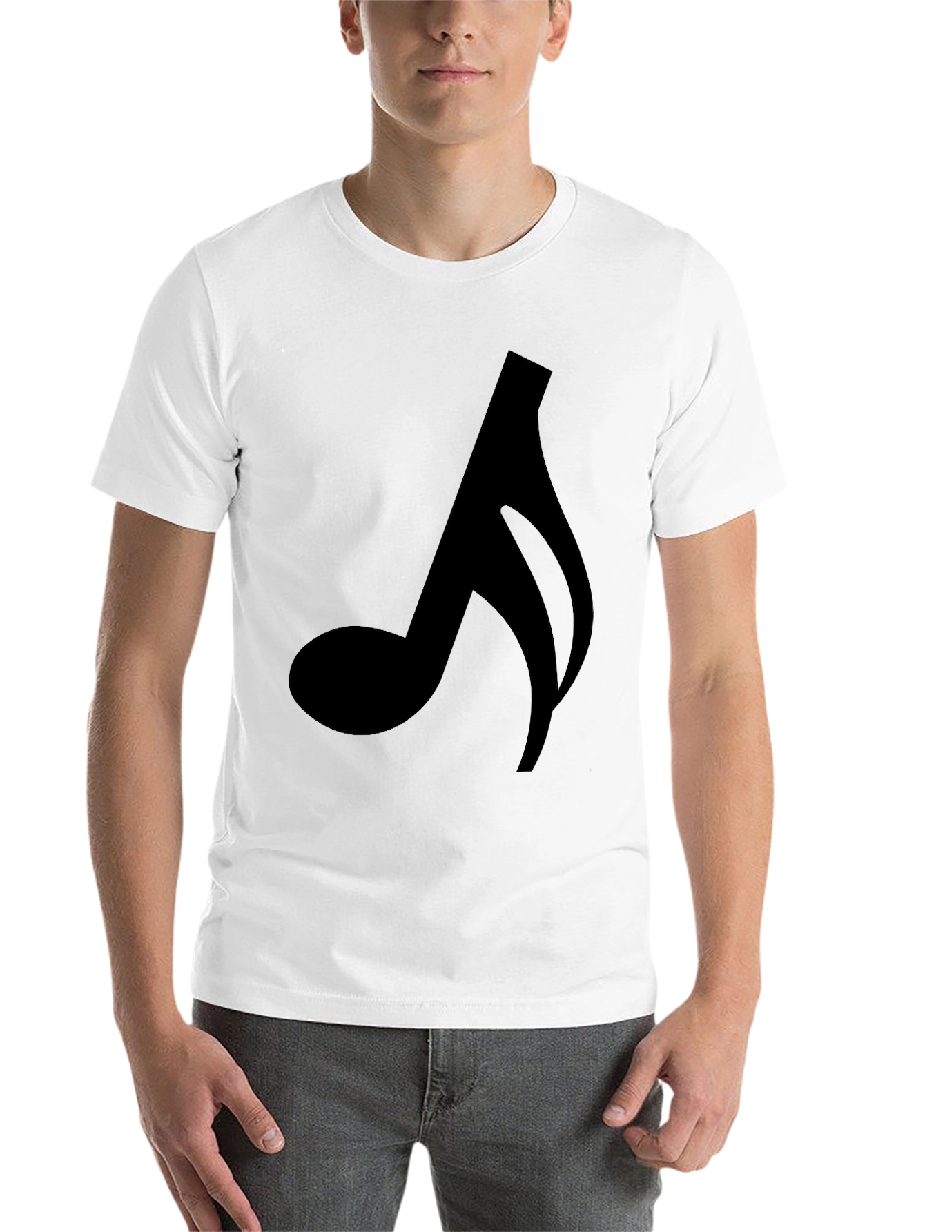 Black Music Note Graphic Tee - Black Cotton Blend T-Shirt view 14
