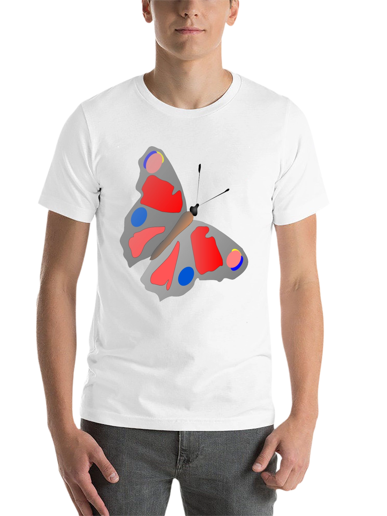 Butterfly Graphic Print Black T-Shirt - 14