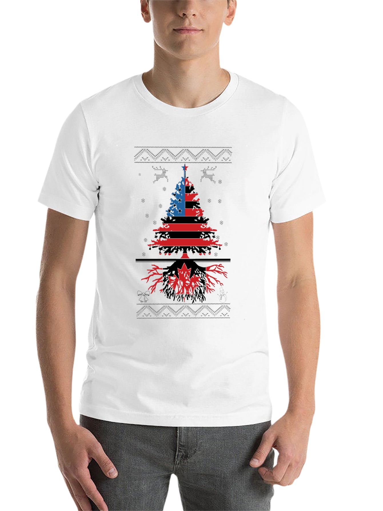 Black USA Canada Roots Christmas Tree Graphic Tee view 14