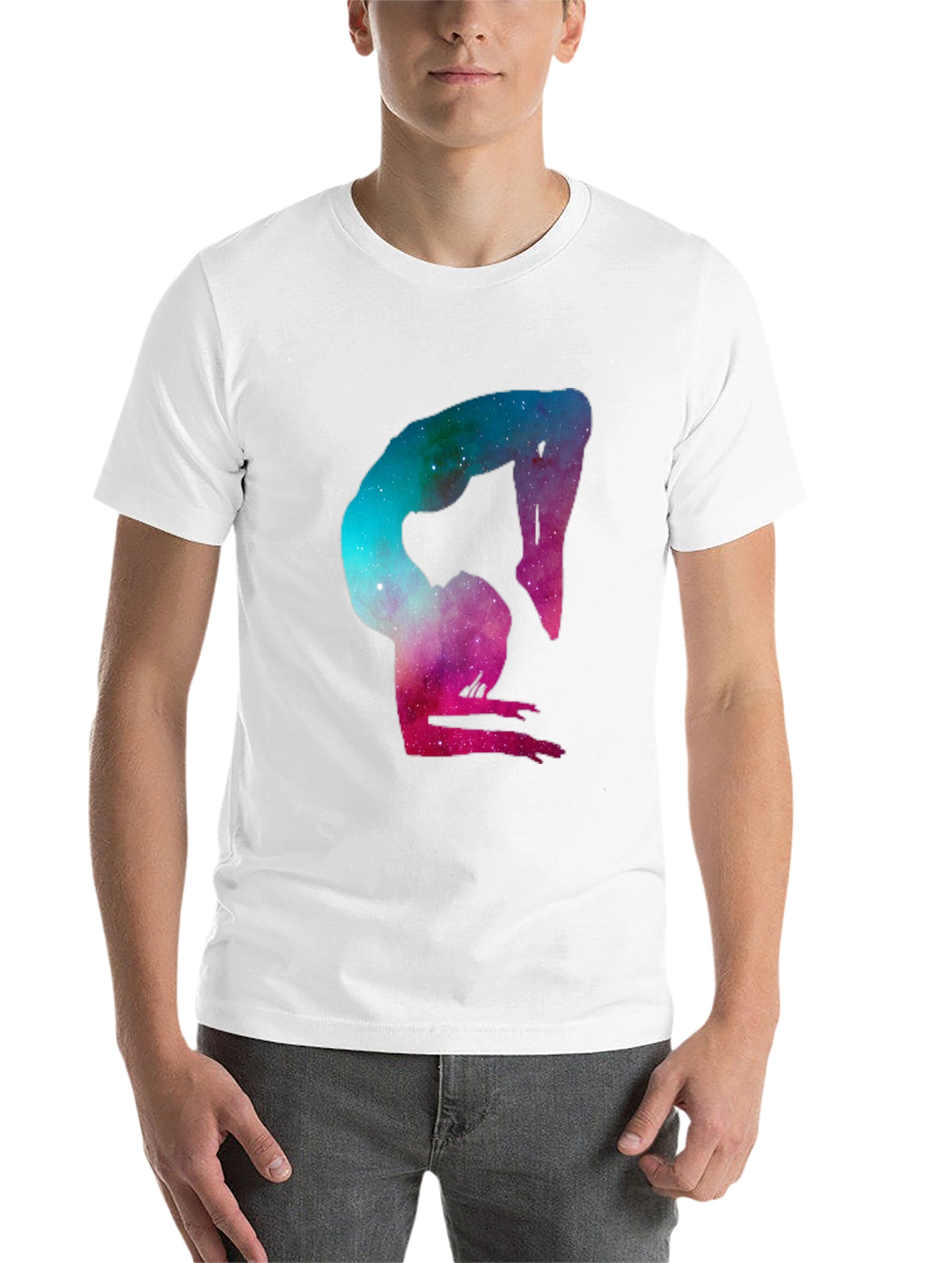 Black Cosmic Yoga Pose Graphic Tee - Black Cotton Blend view 14