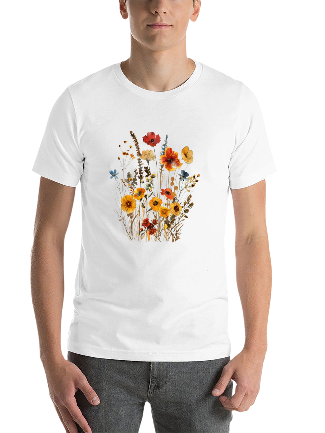 Floral Print Black T-Shirt - Nature Inspired Style - 14