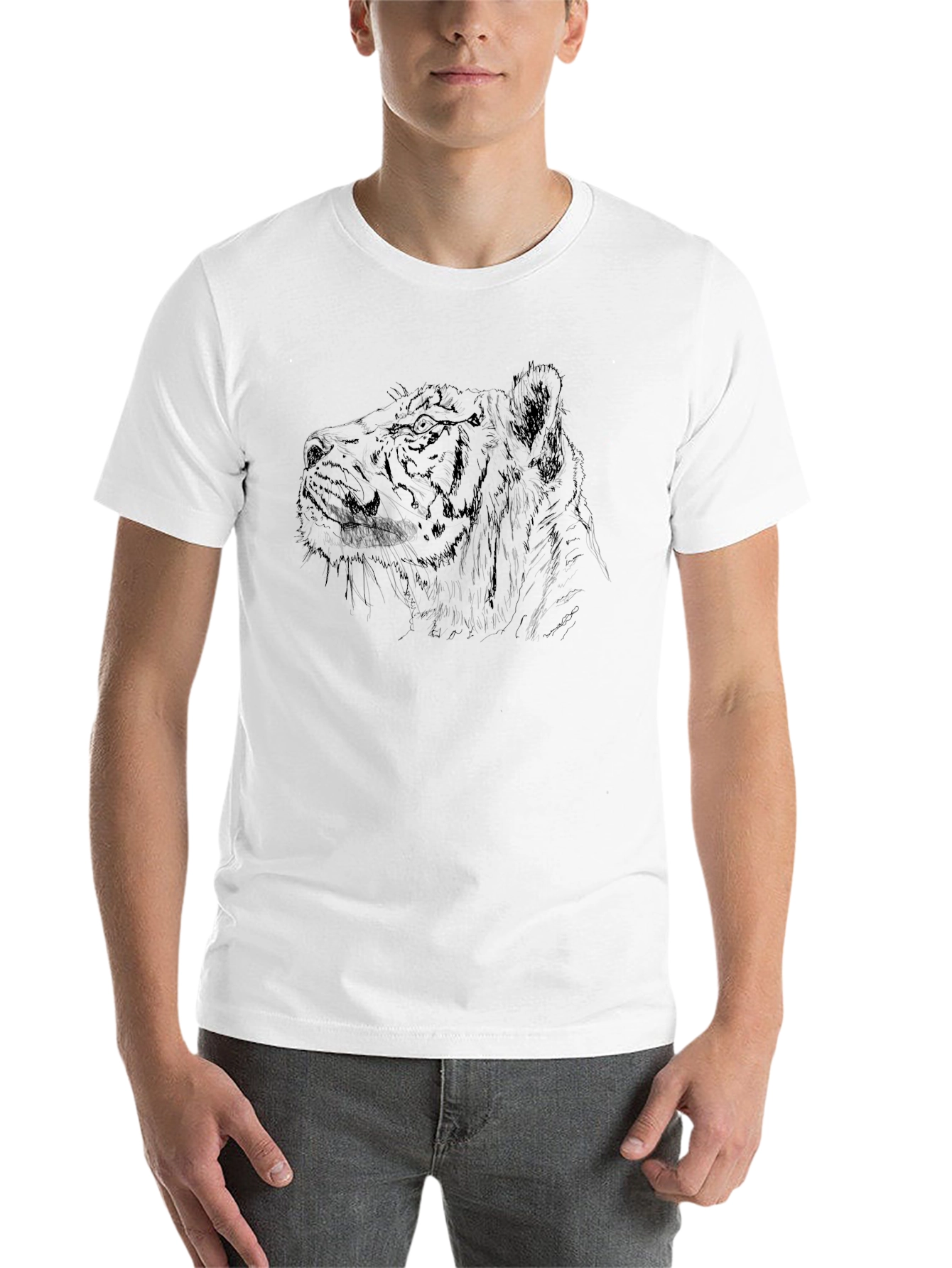 Black Lion Sketch Graphic Tee - Black Cotton Blend T-Shirt view 14