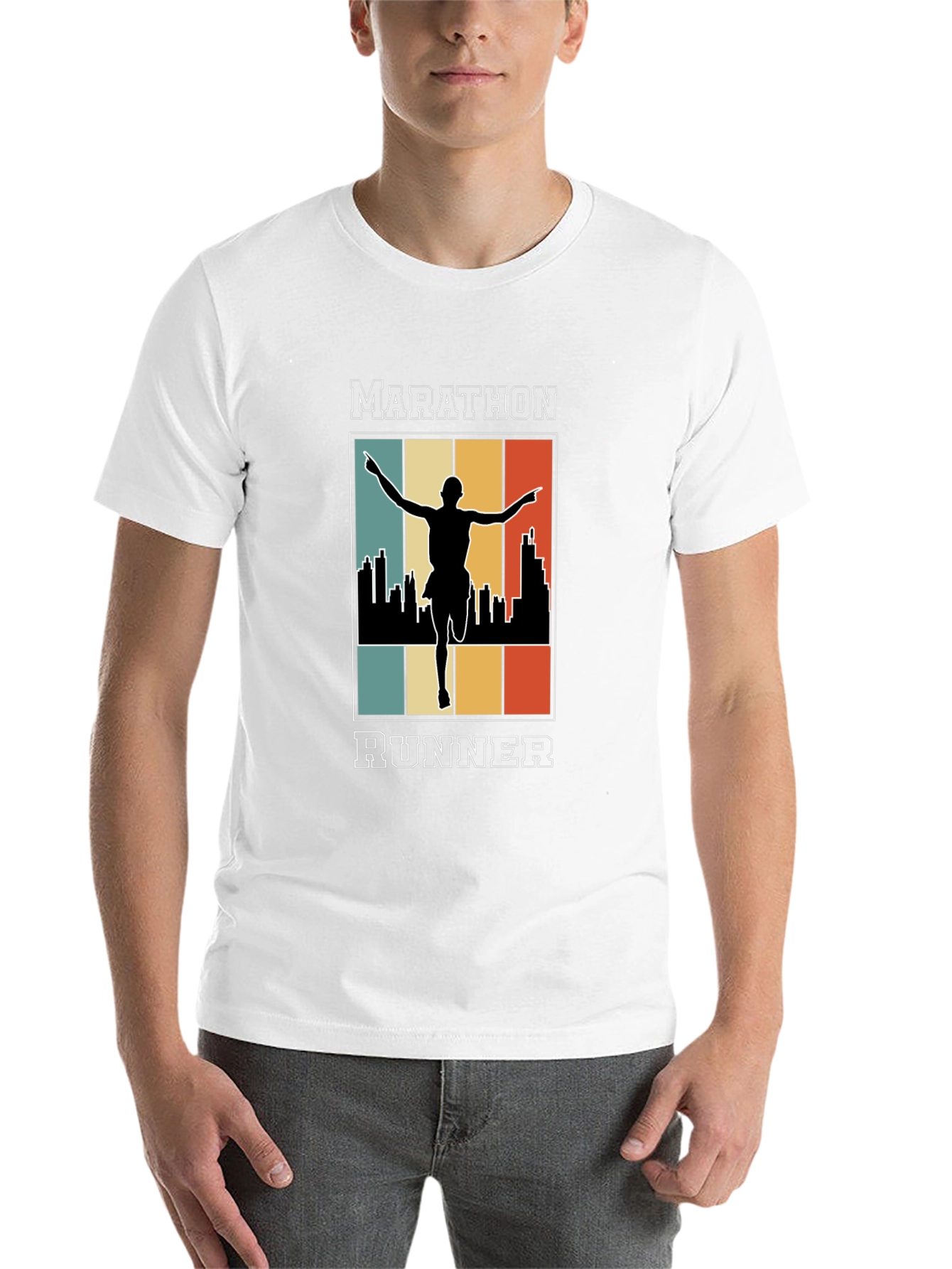 Black Marathon Runner Graphic Tee - Retro Style view 14