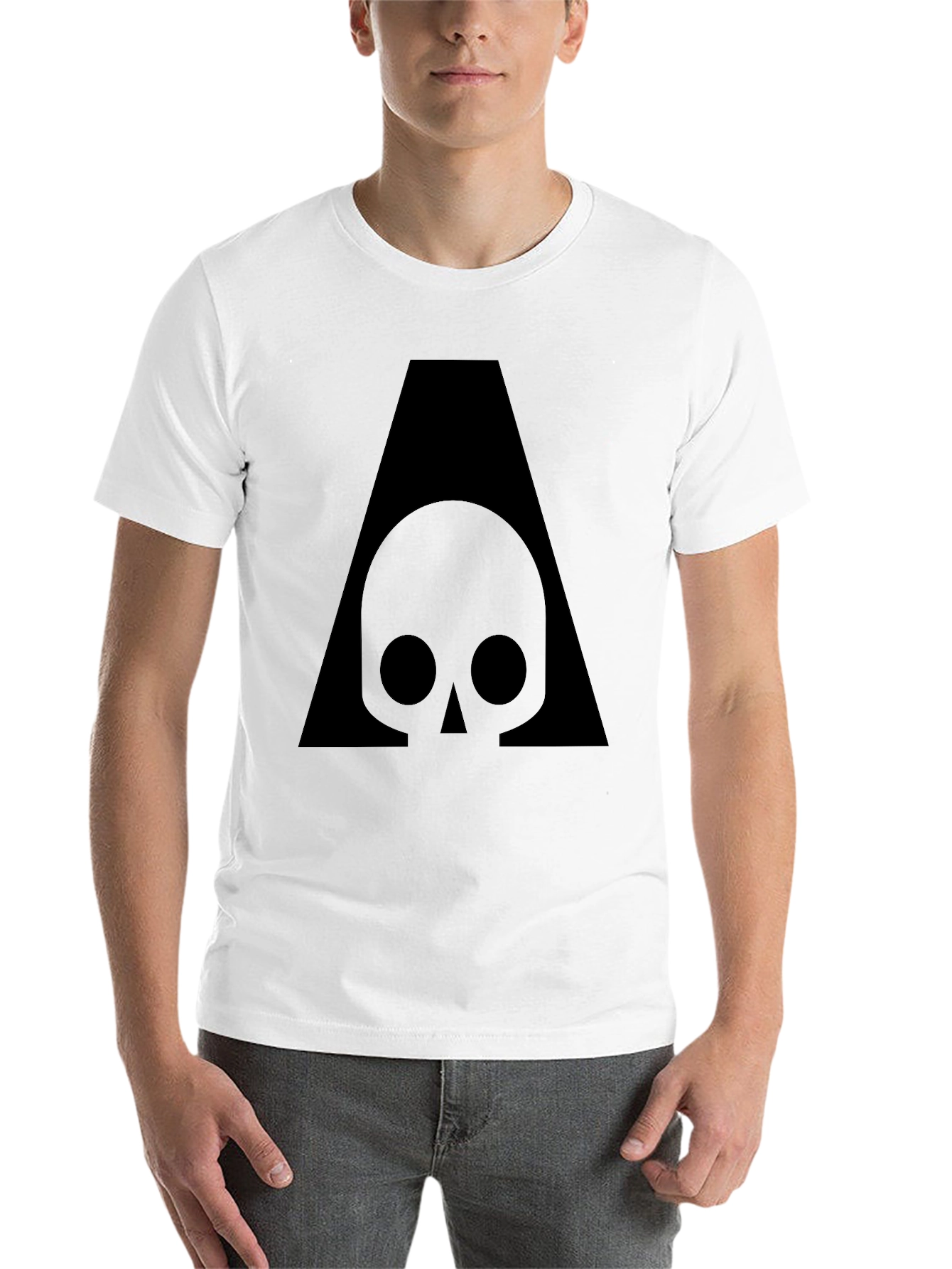Black Skull & Triangle Graphic Print Black T-Shirt view 14