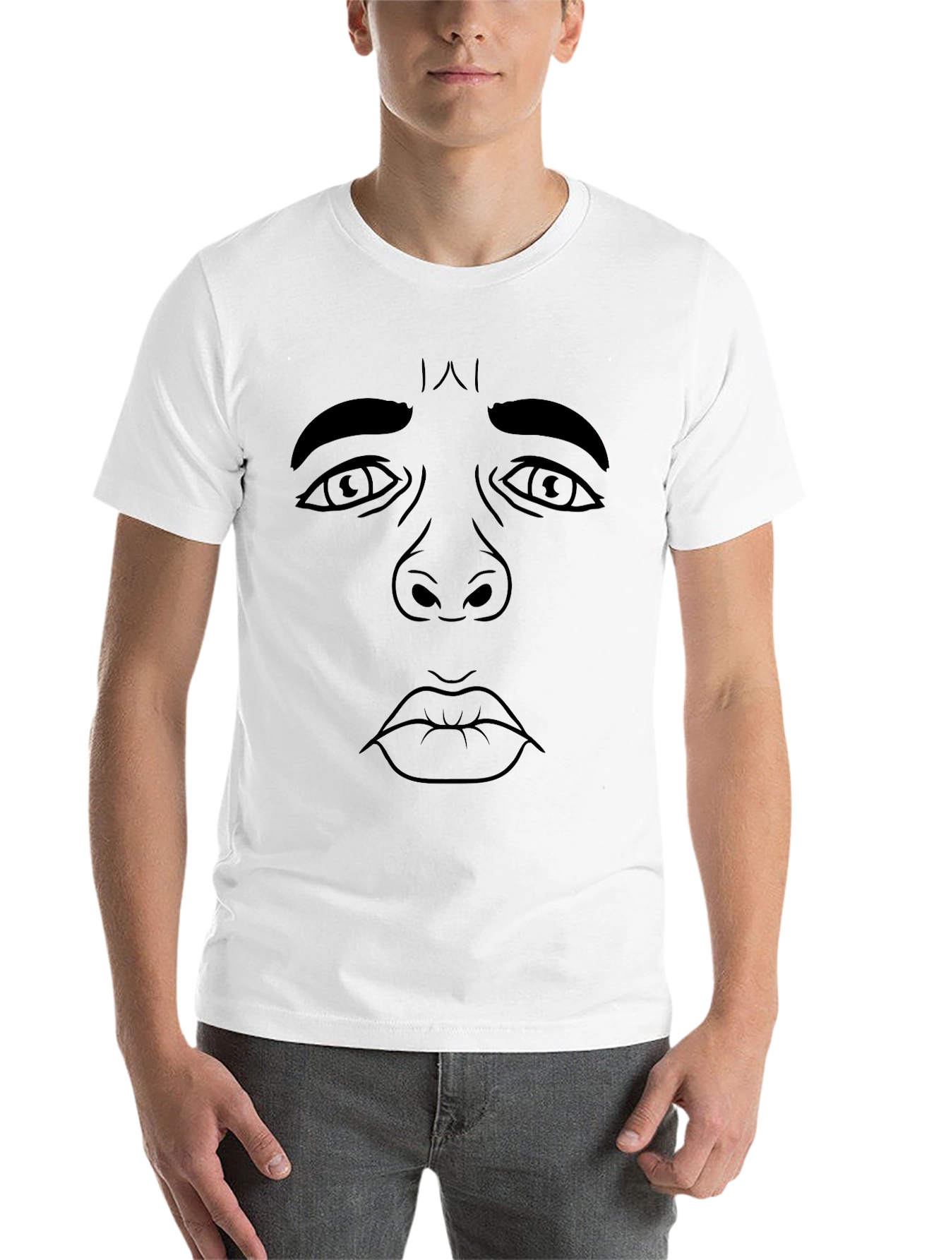 Black Expressive Face Graphic Black T-Shirt view 14