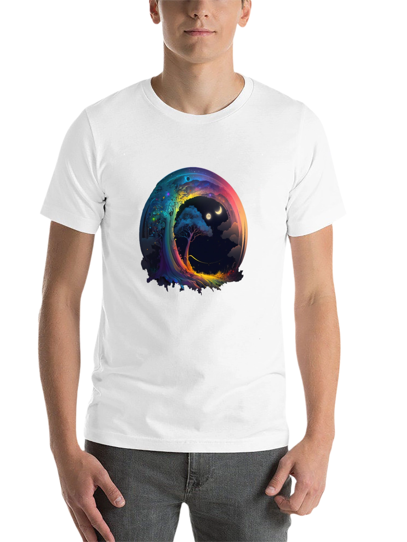 Black Cosmic Dreamscape T-Shirt - Unique Graphic Tee view 14