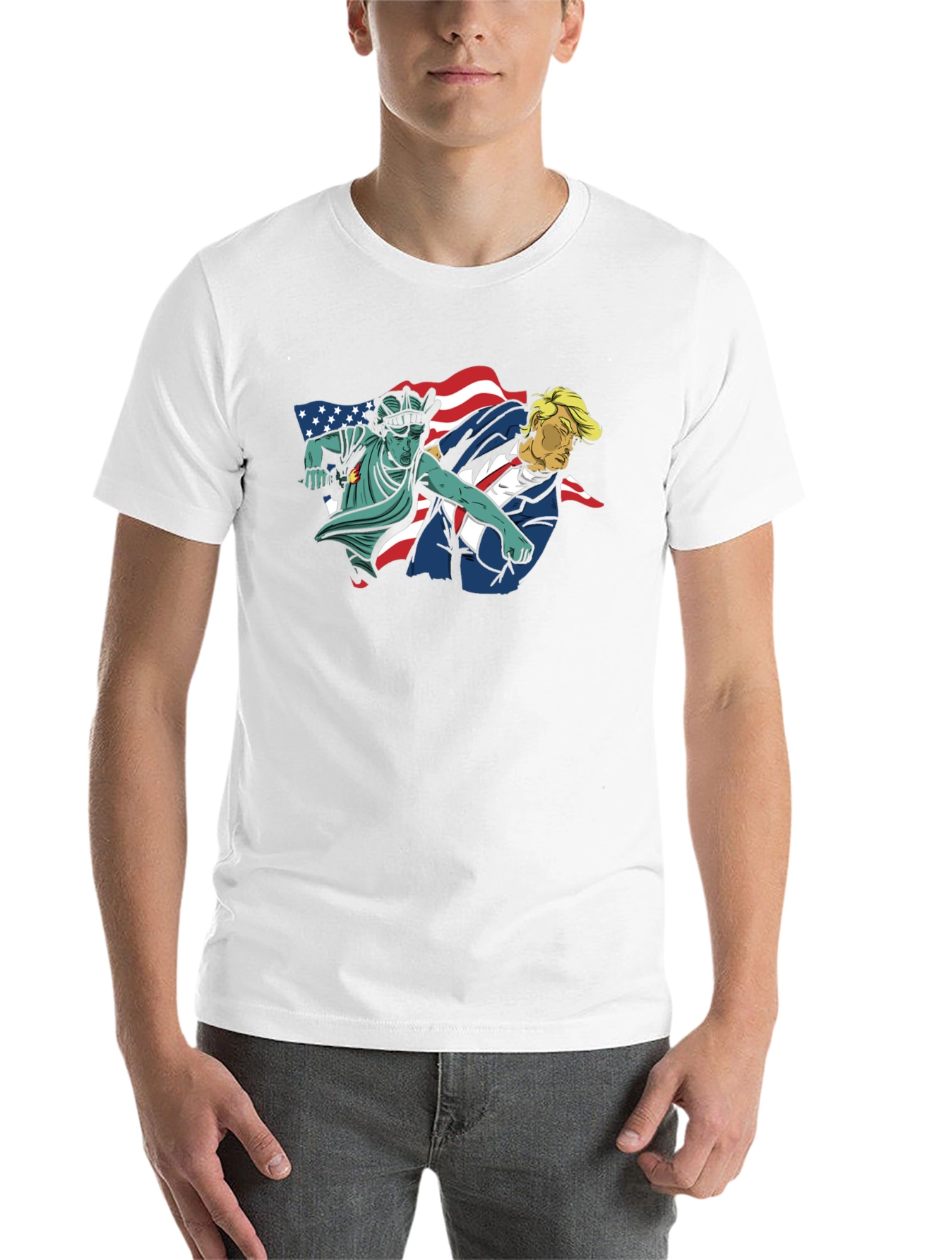 Statue of Liberty Punches Trump Graphic T-Shirt - 14