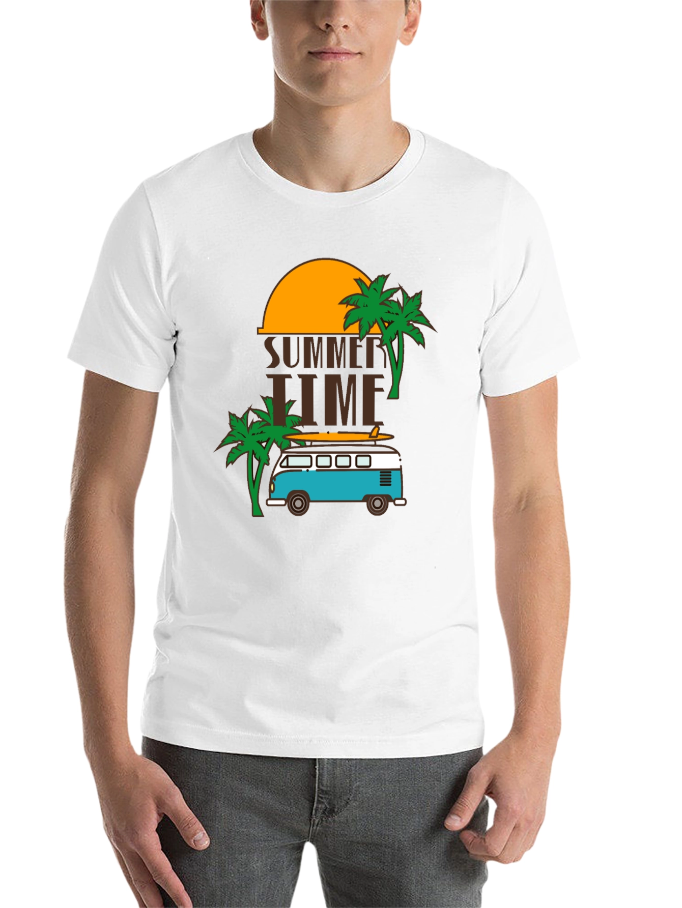 Black Summer Time Beach Van Graphic Tee view 14