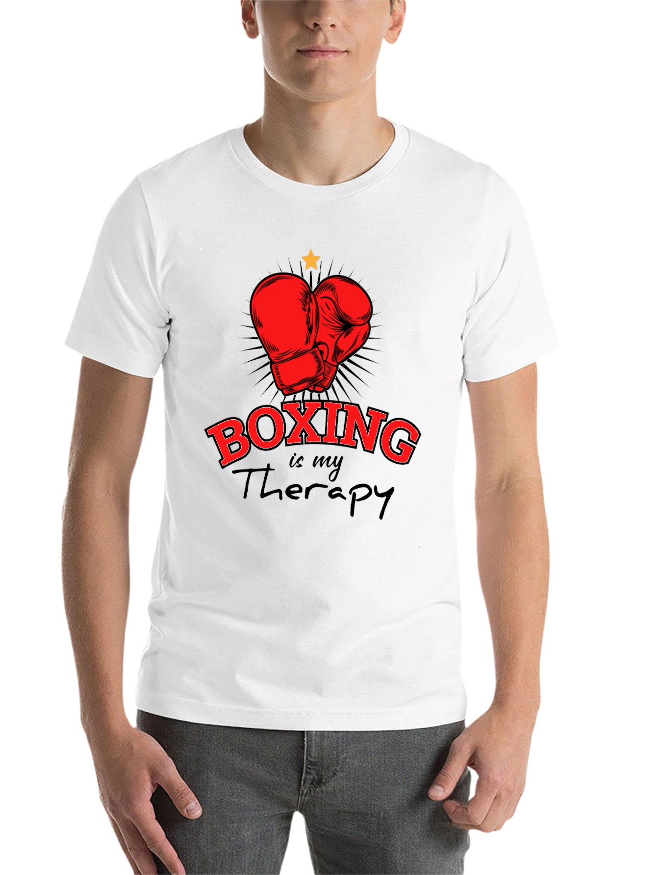 Black Boxing is My Therapy T-Shirt - Black view 14