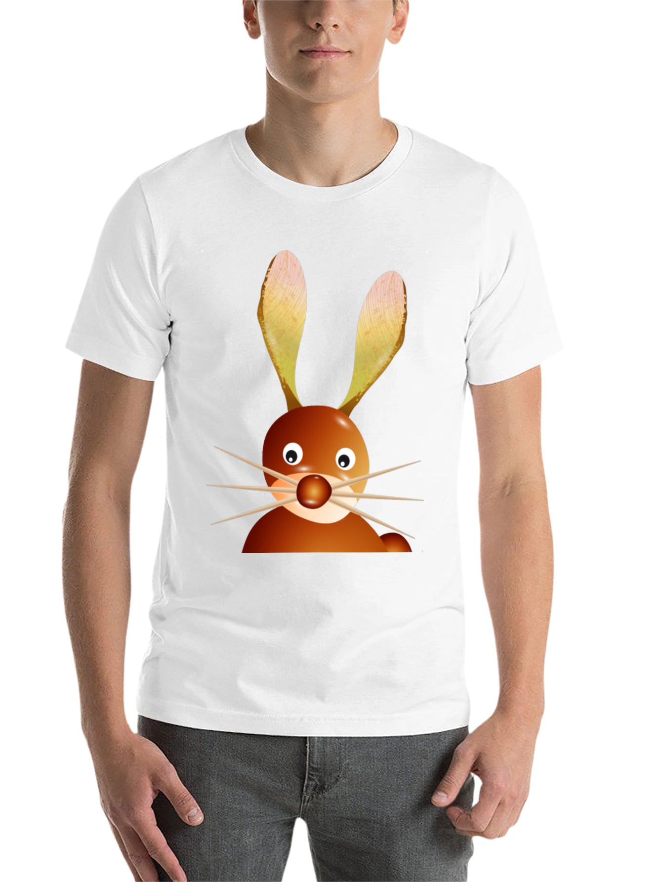 Black Funny Cartoon Bunny Rabbit Graphic Tee - Black view 14