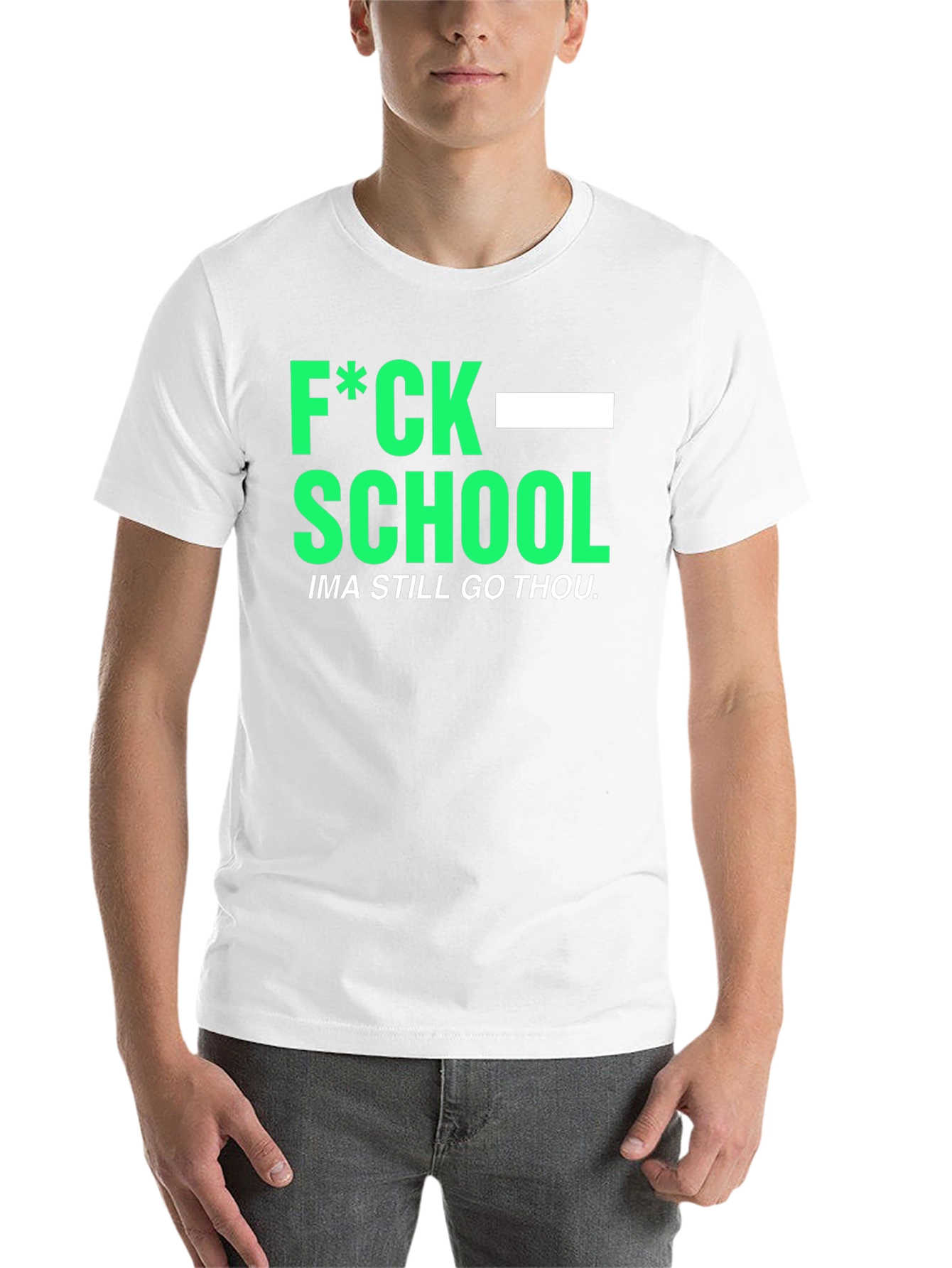 Black F*ck School Humor Tee - Black Graphic T-Shirt view 14