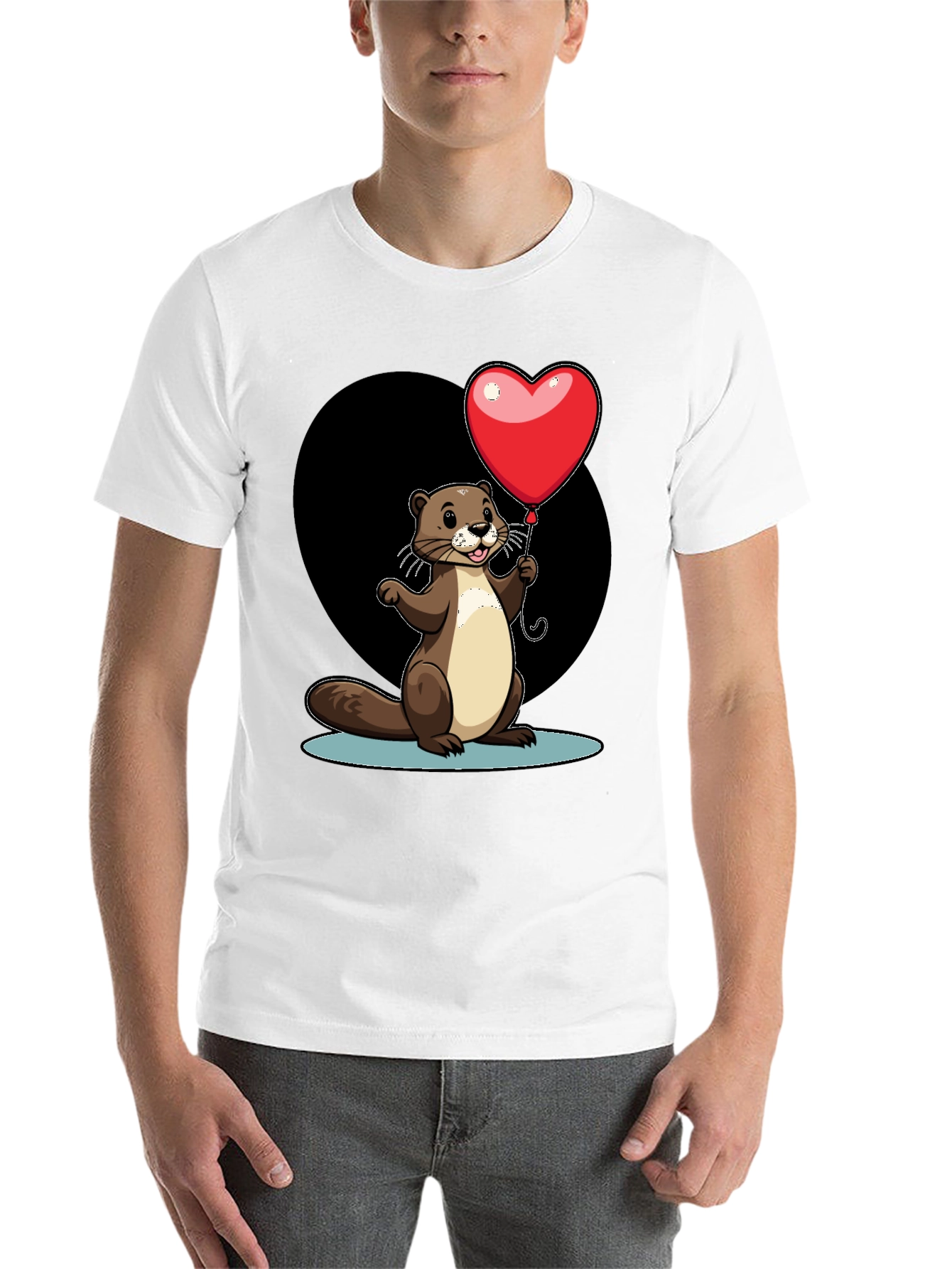 Black Heart Balloon Otter Graphic Tee - Valentine's Day view 14