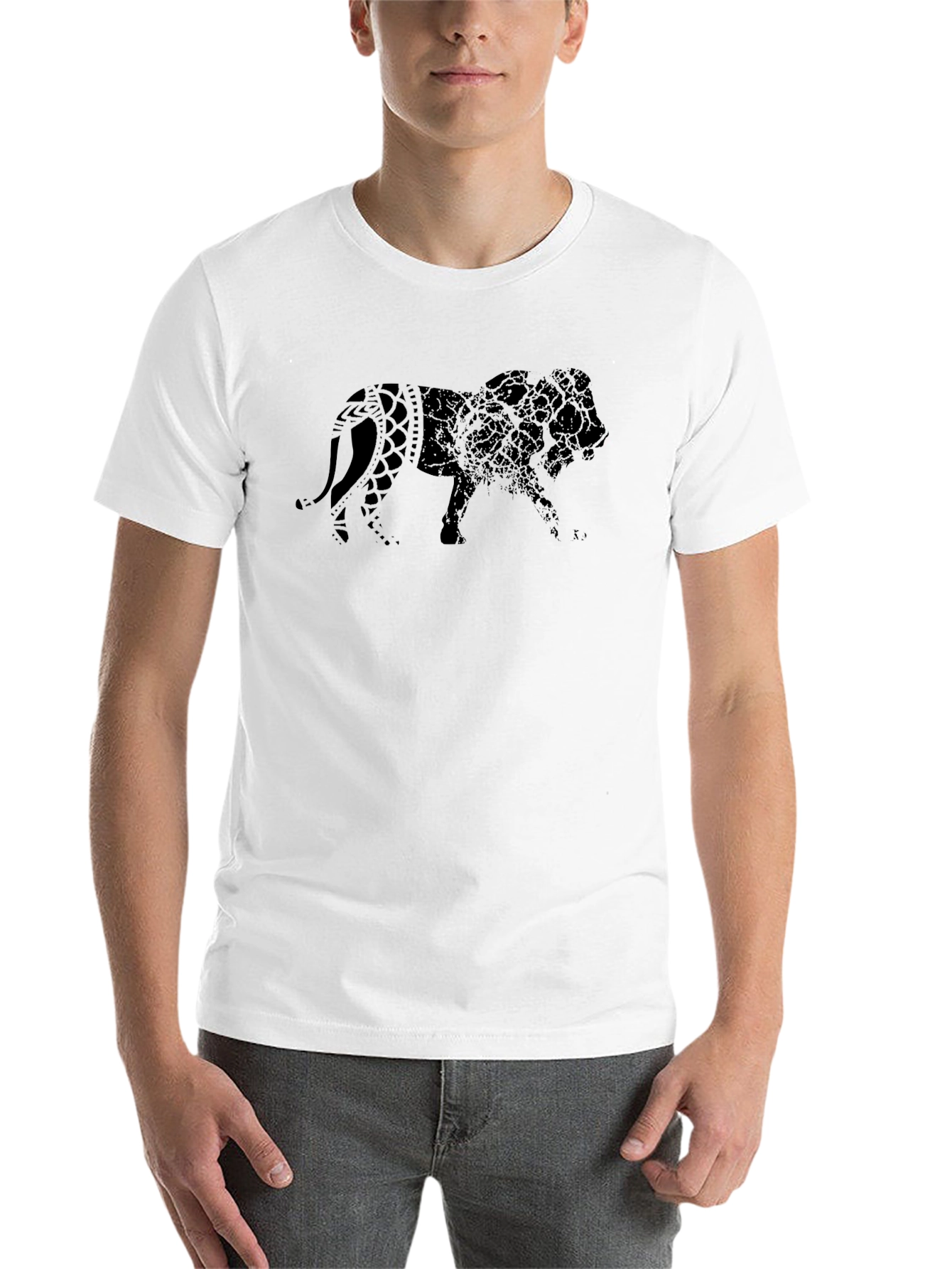 Black Lion Graphic Print Black T-Shirt view 14