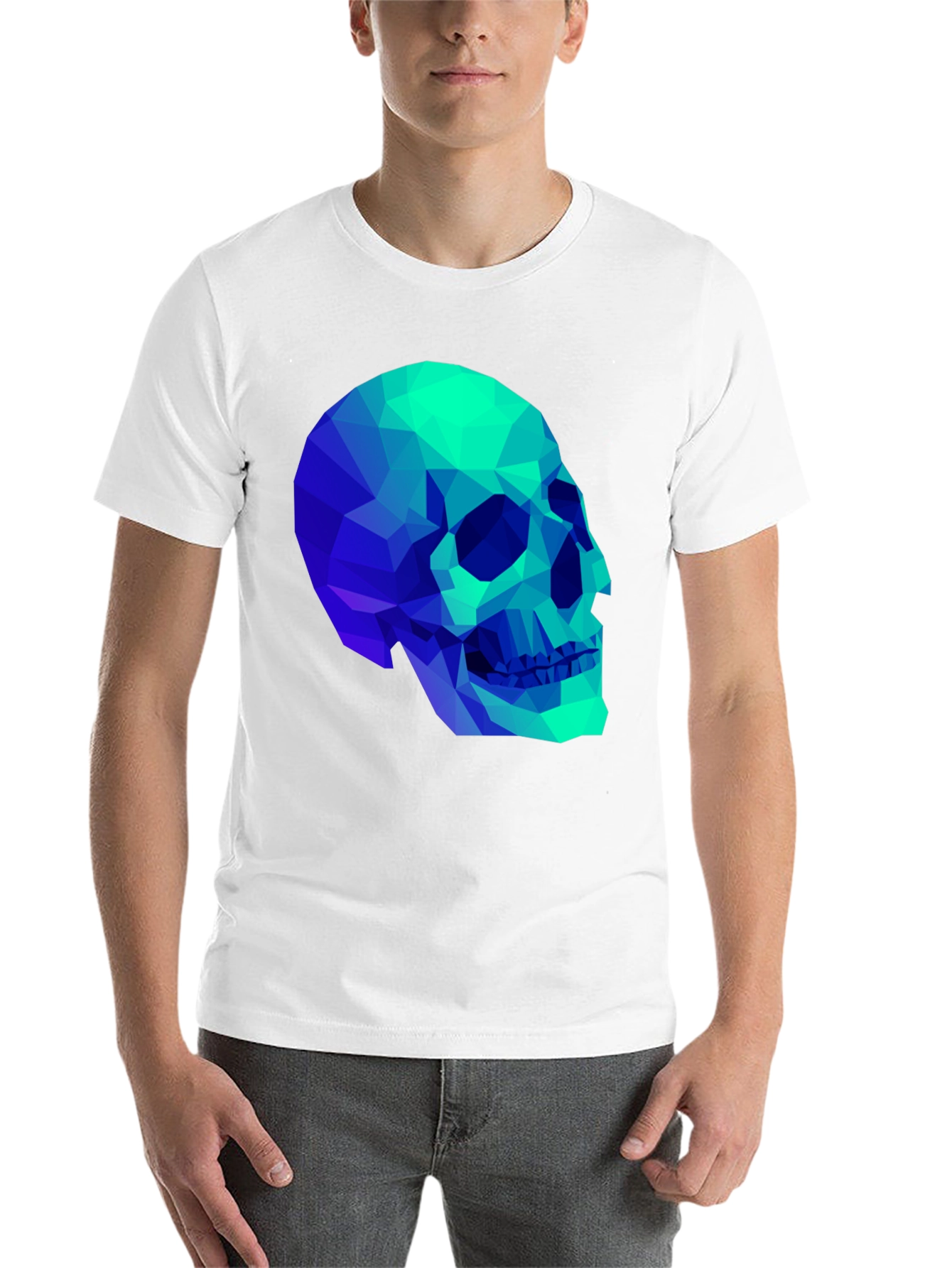 Black Geometric Skull Graphic Black T-Shirt view 14