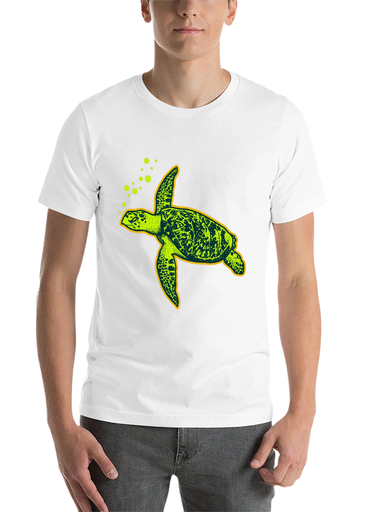 Black Sea Turtle Graphic Tee - Black Cotton T-Shirt view 14