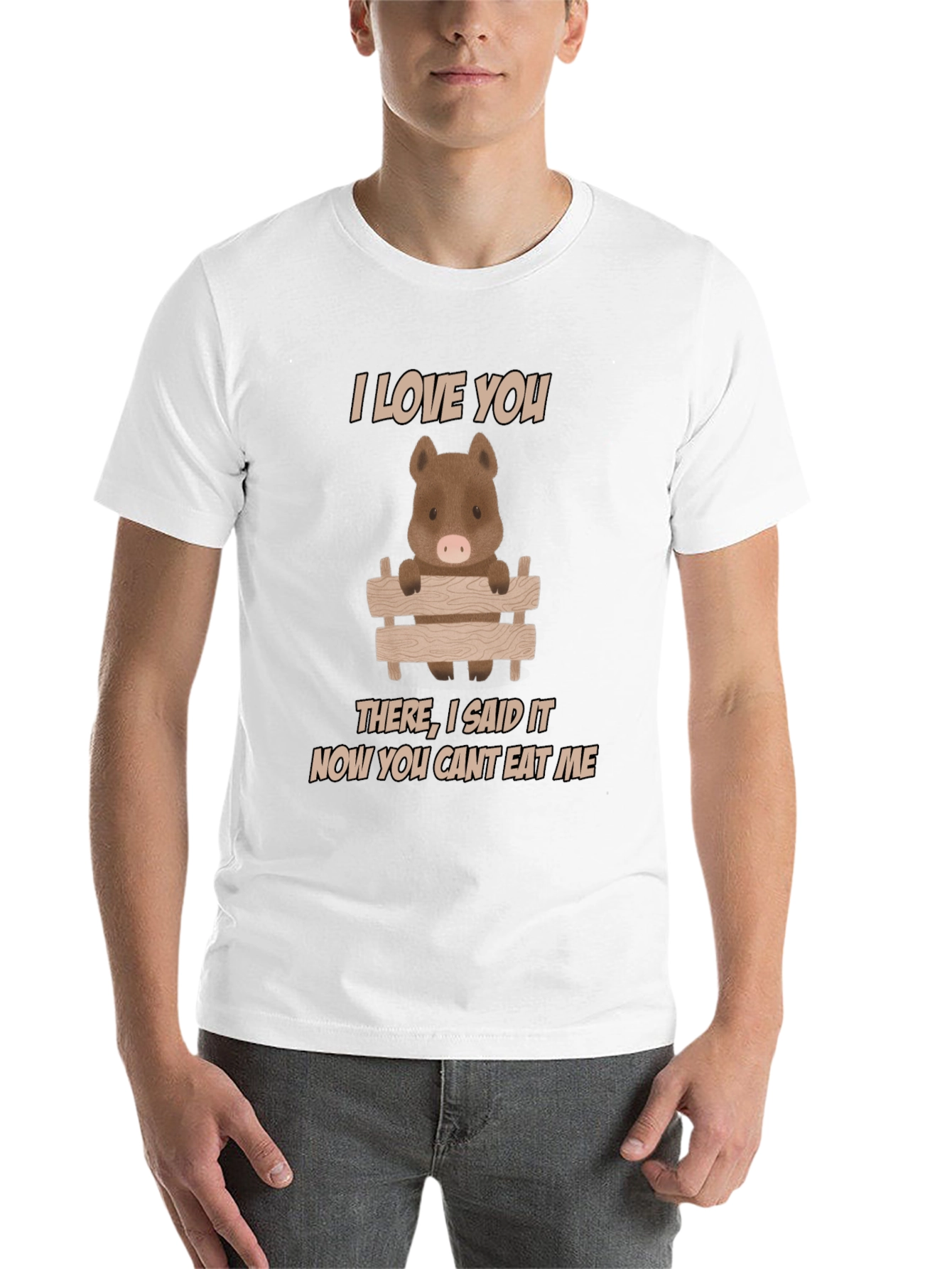 Black I Love You Pig T-Shirt - Funny Animal Tee view 14